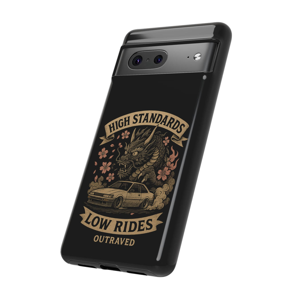 Phone Case — "High Standards Low Rides" Retro Dragon Car Design
