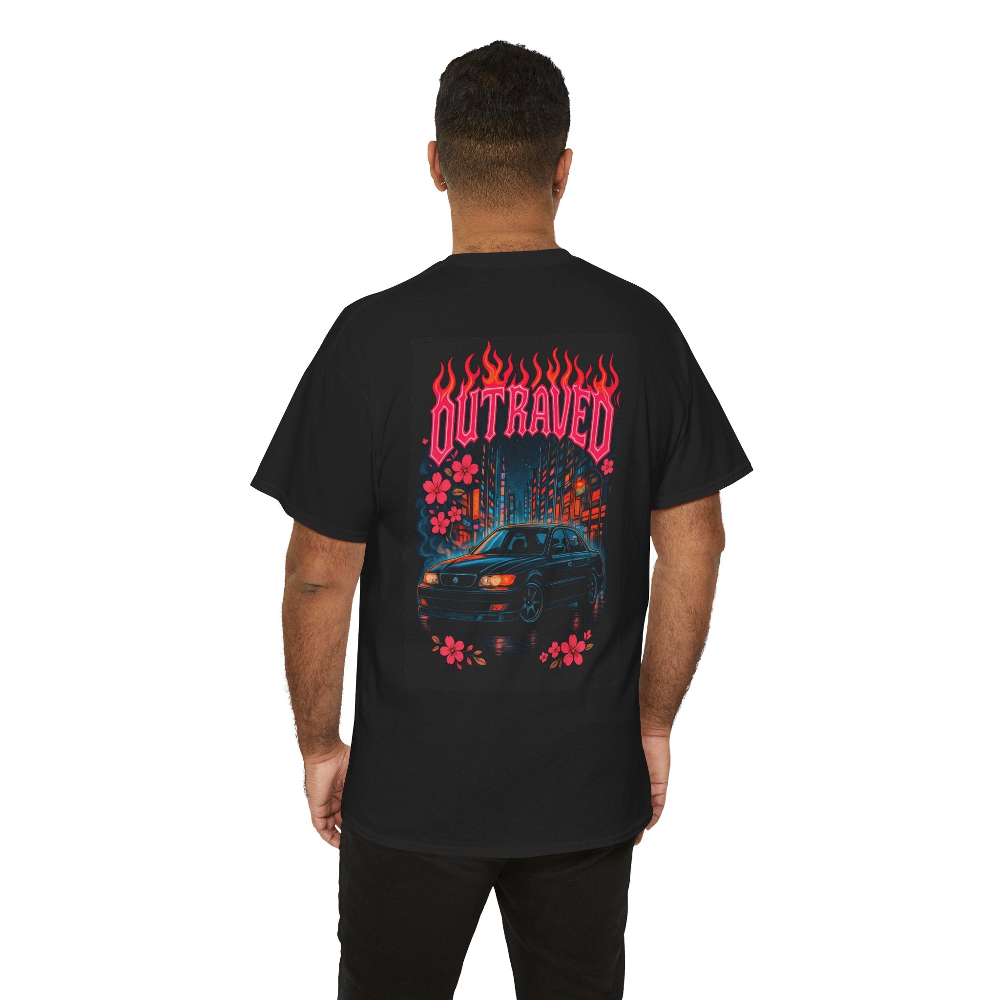 A Outraved Night Car Tee — Retro Neon Racing Graphic T-Shirt