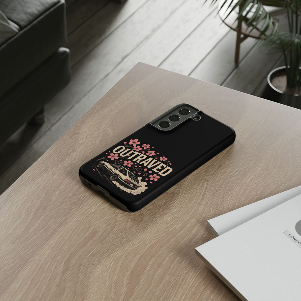 Phone Case — “Outraved” Drift Car Graphic with Cherry Blossoms