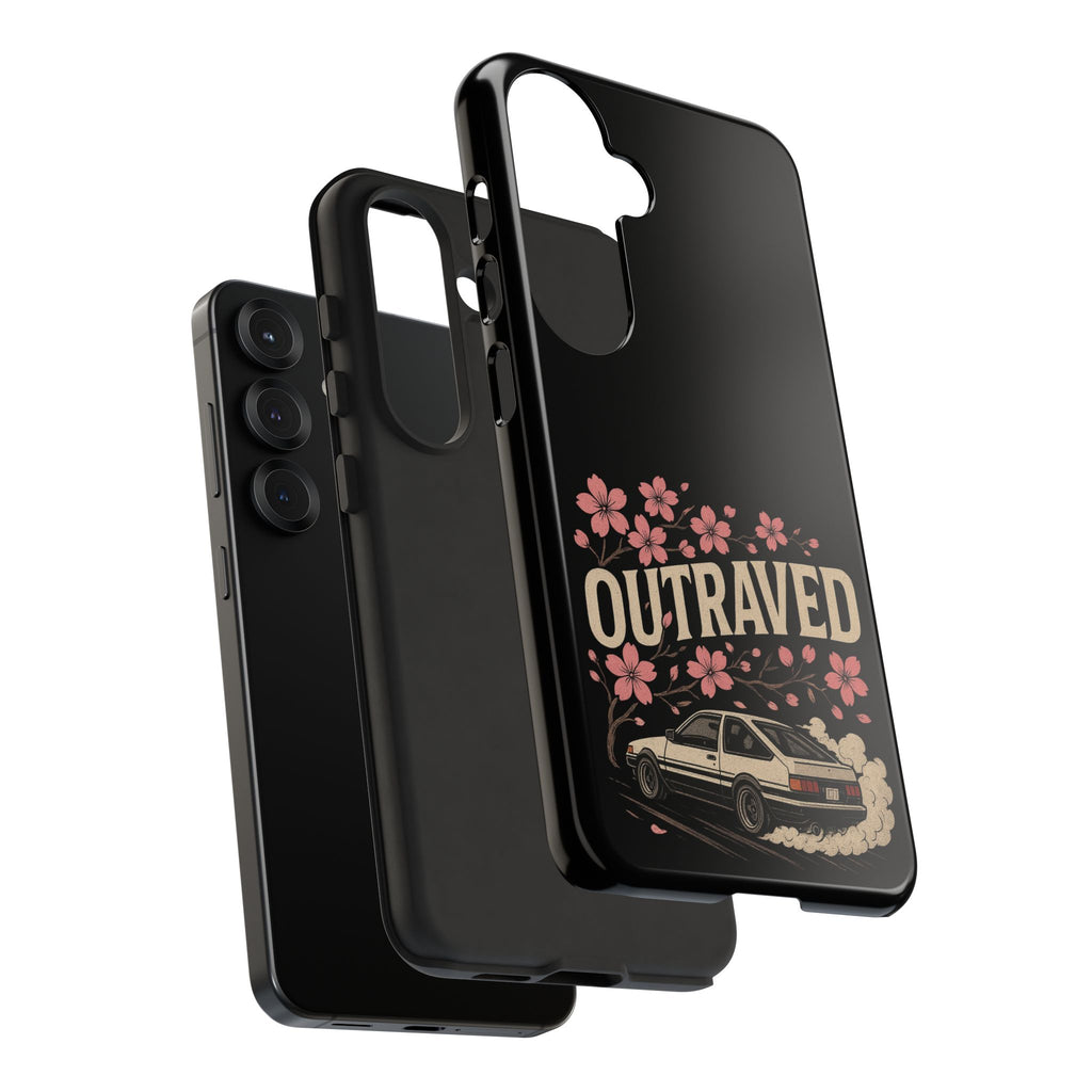 Phone Case — “Outraved” Drift Car Graphic with Cherry Blossoms