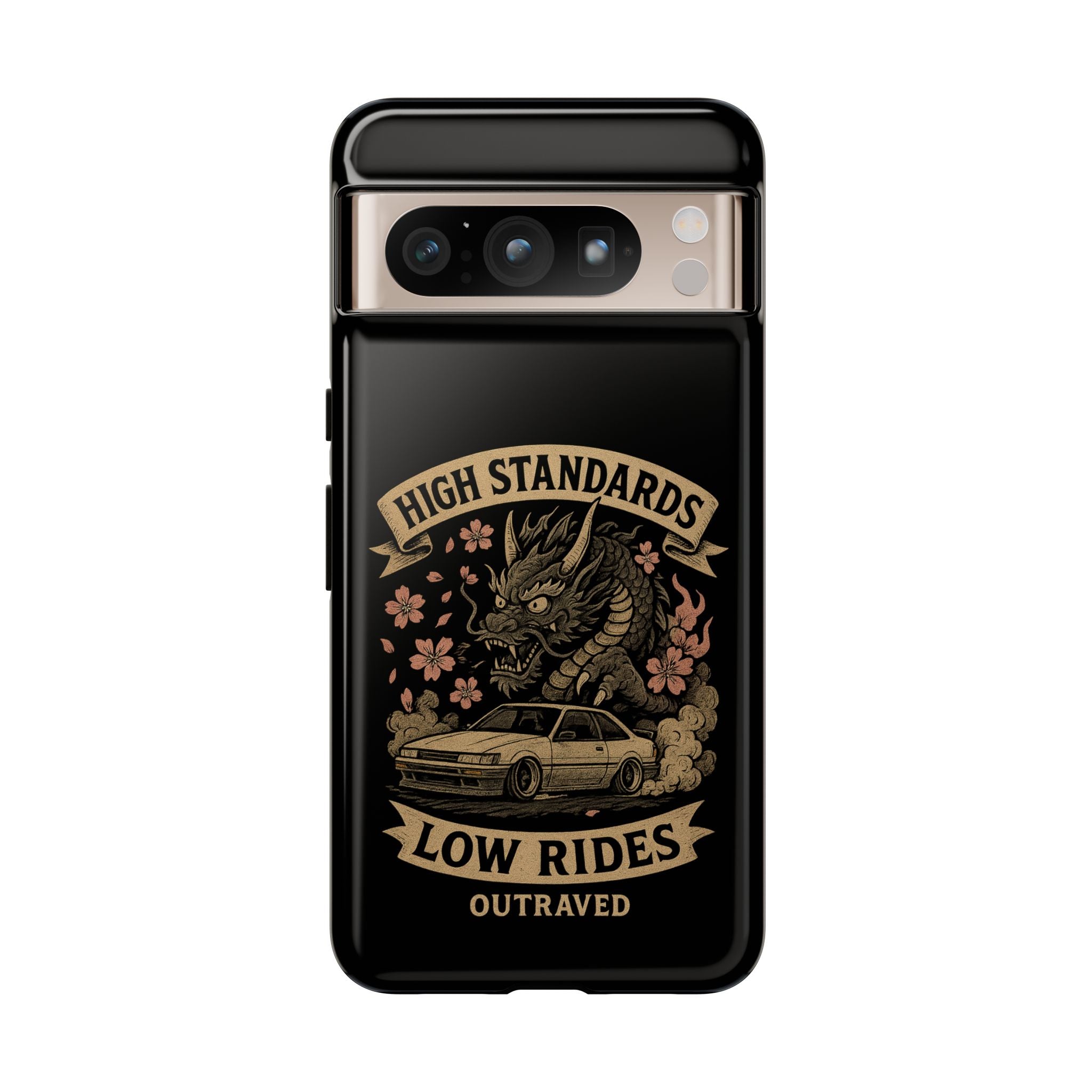 Phone Case — "High Standards Low Rides" Retro Dragon Car Design
