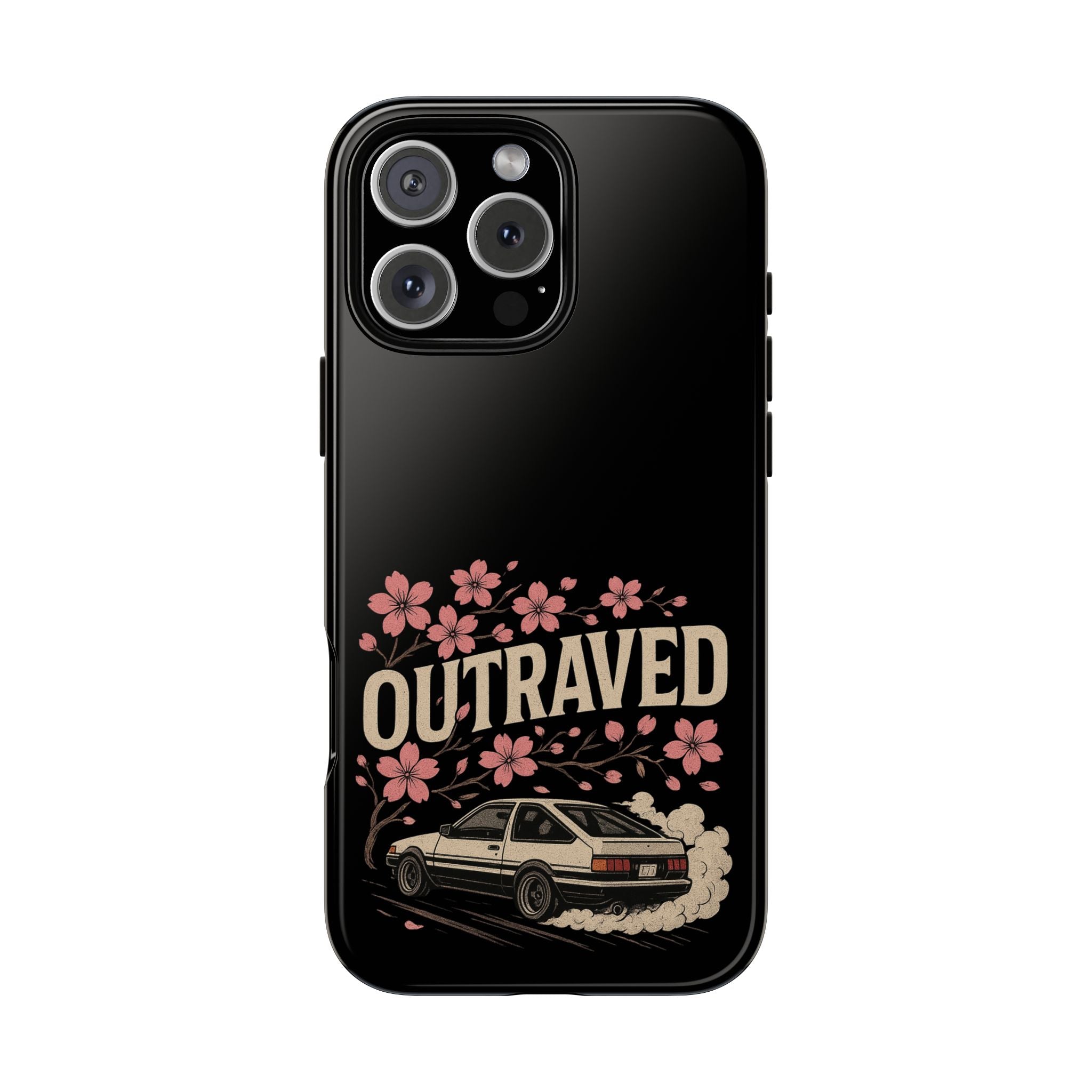 Phone Case — “Outraved” Drift Car Graphic with Cherry Blossoms