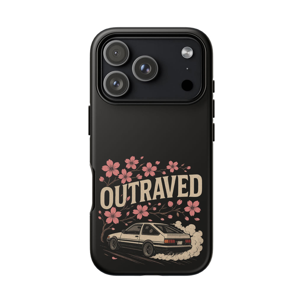 Phone Case — “Outraved” Drift Car Graphic with Cherry Blossoms