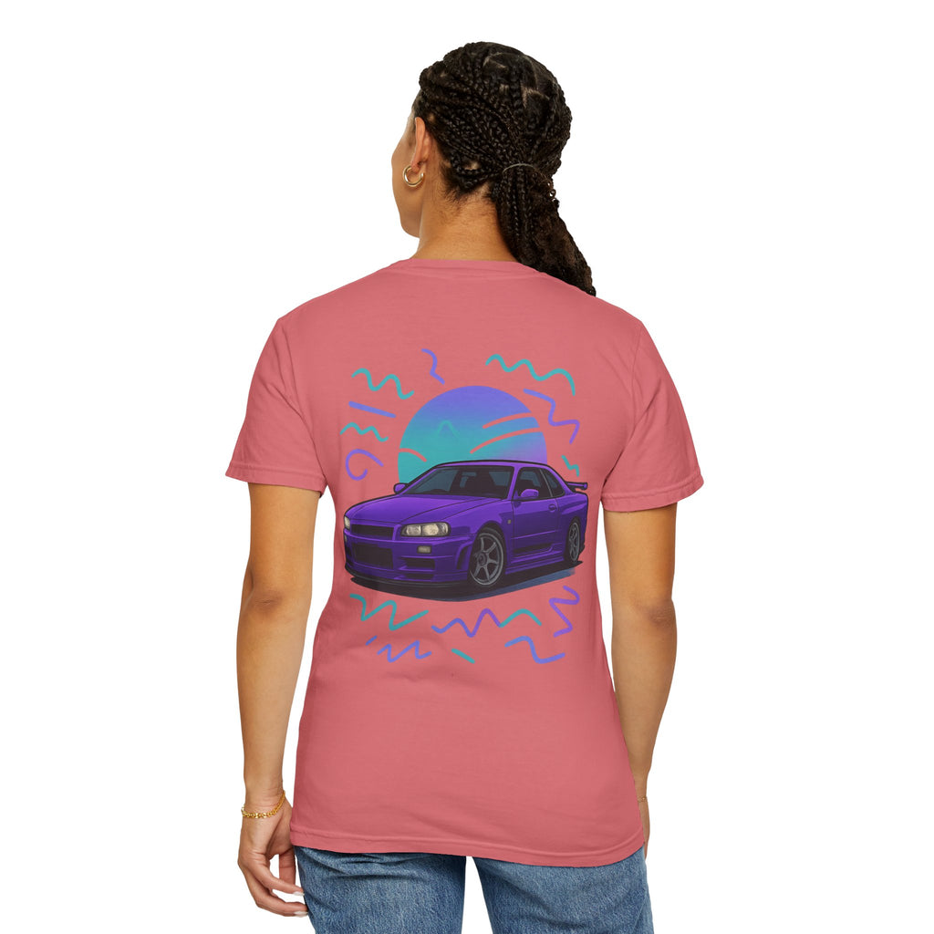 A Retro Skyline R34 T-Shirt — Purple JDM Car Graphic Tee