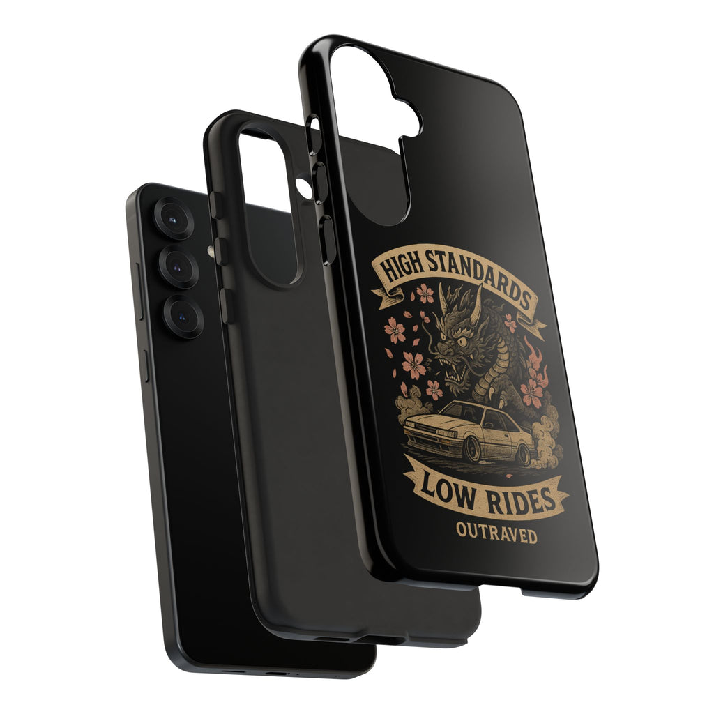 Phone Case — "High Standards Low Rides" Retro Dragon Car Design