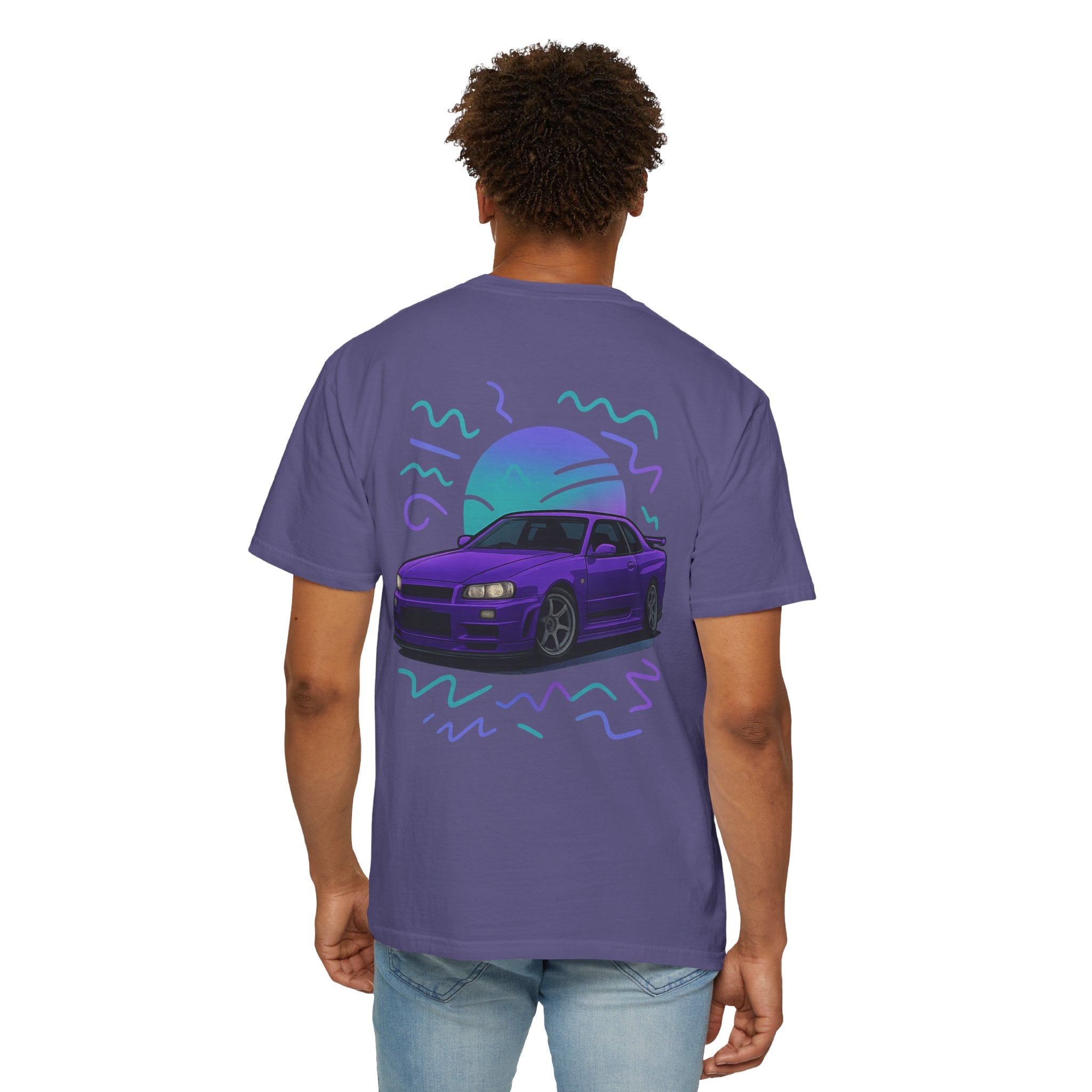 A Retro Skyline R34 T-Shirt — Purple JDM Car Graphic Tee