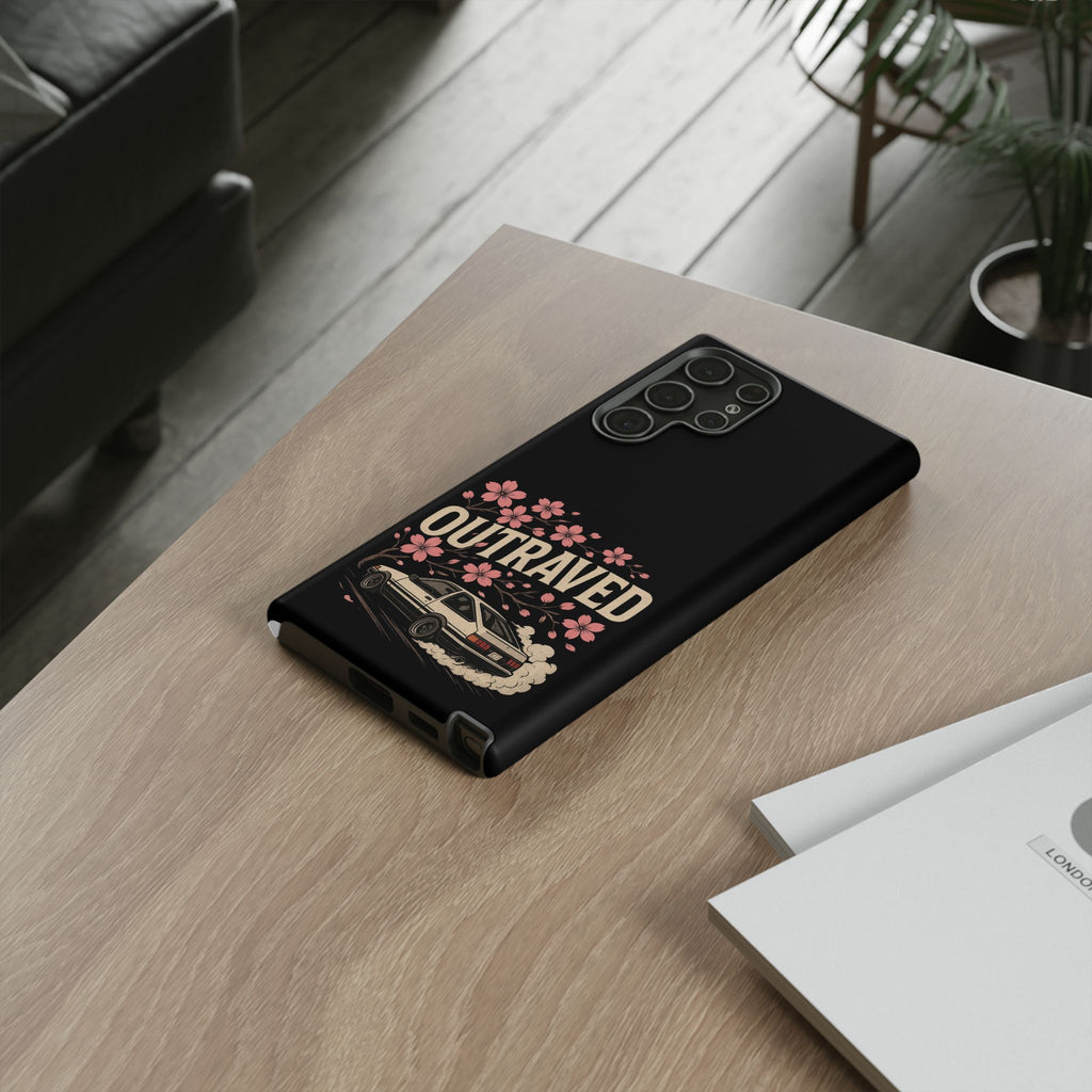 Phone Case — “Outraved” Drift Car Graphic with Cherry Blossoms