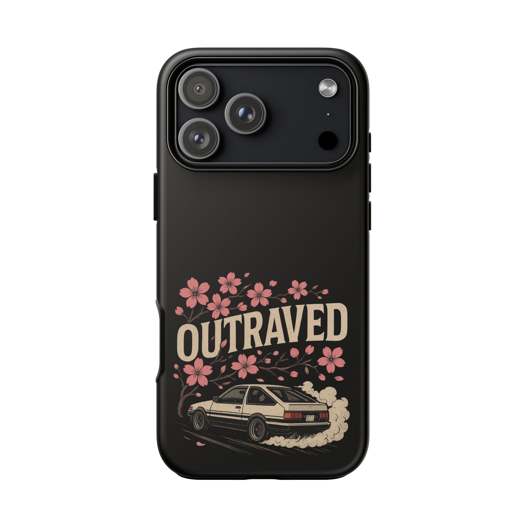 Phone Case — “Outraved” Drift Car Graphic with Cherry Blossoms