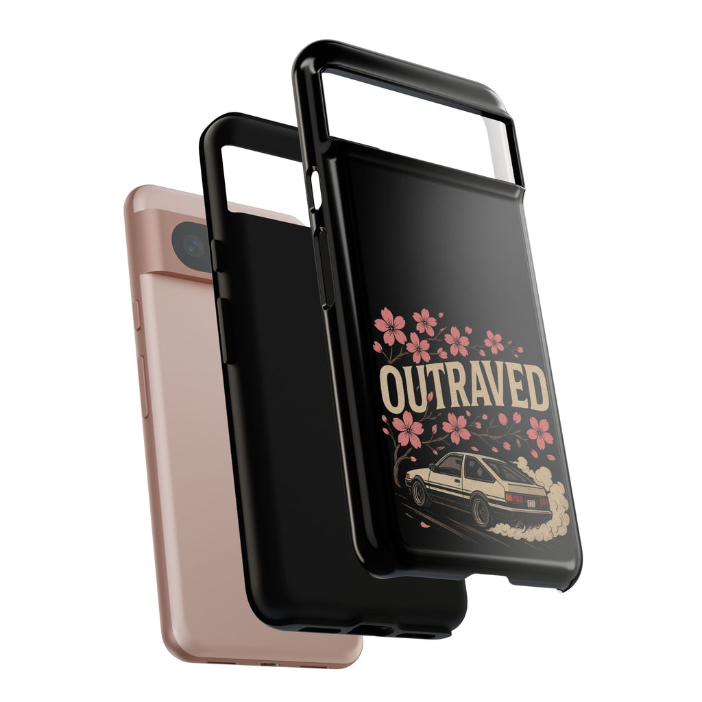 Phone Case — “Outraved” Drift Car Graphic with Cherry Blossoms