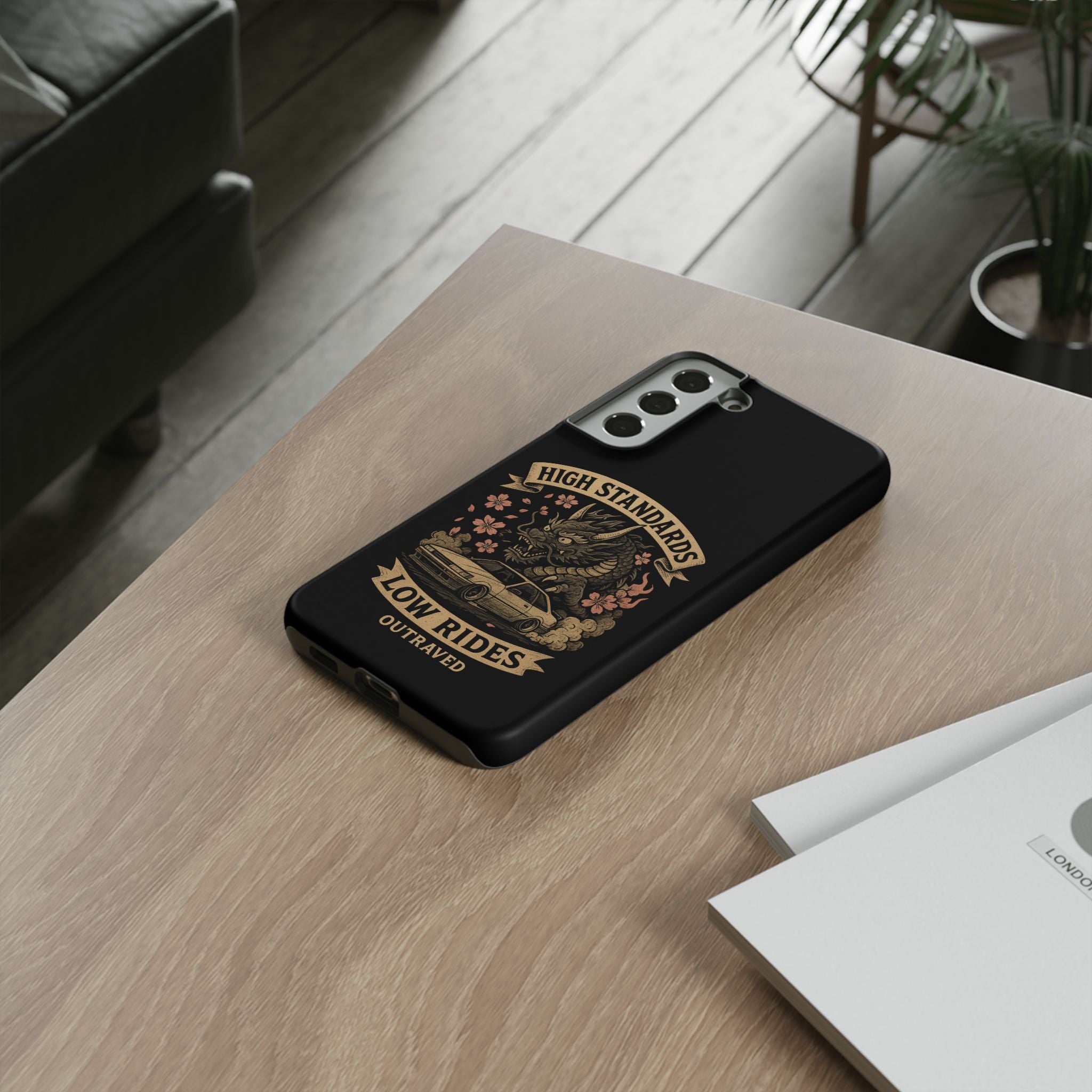 Phone Case — "High Standards Low Rides" Retro Dragon Car Design
