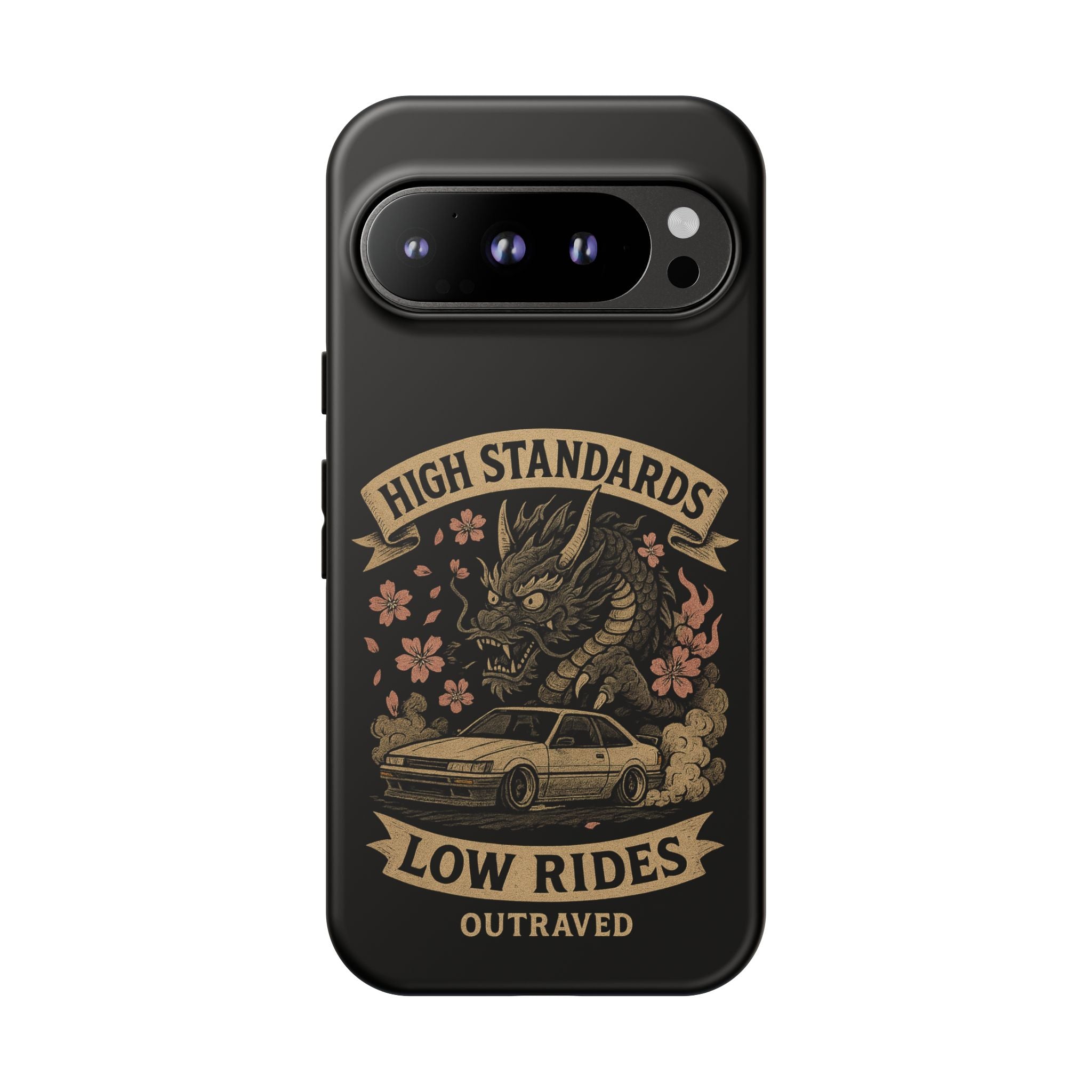 Phone Case — "High Standards Low Rides" Retro Dragon Car Design