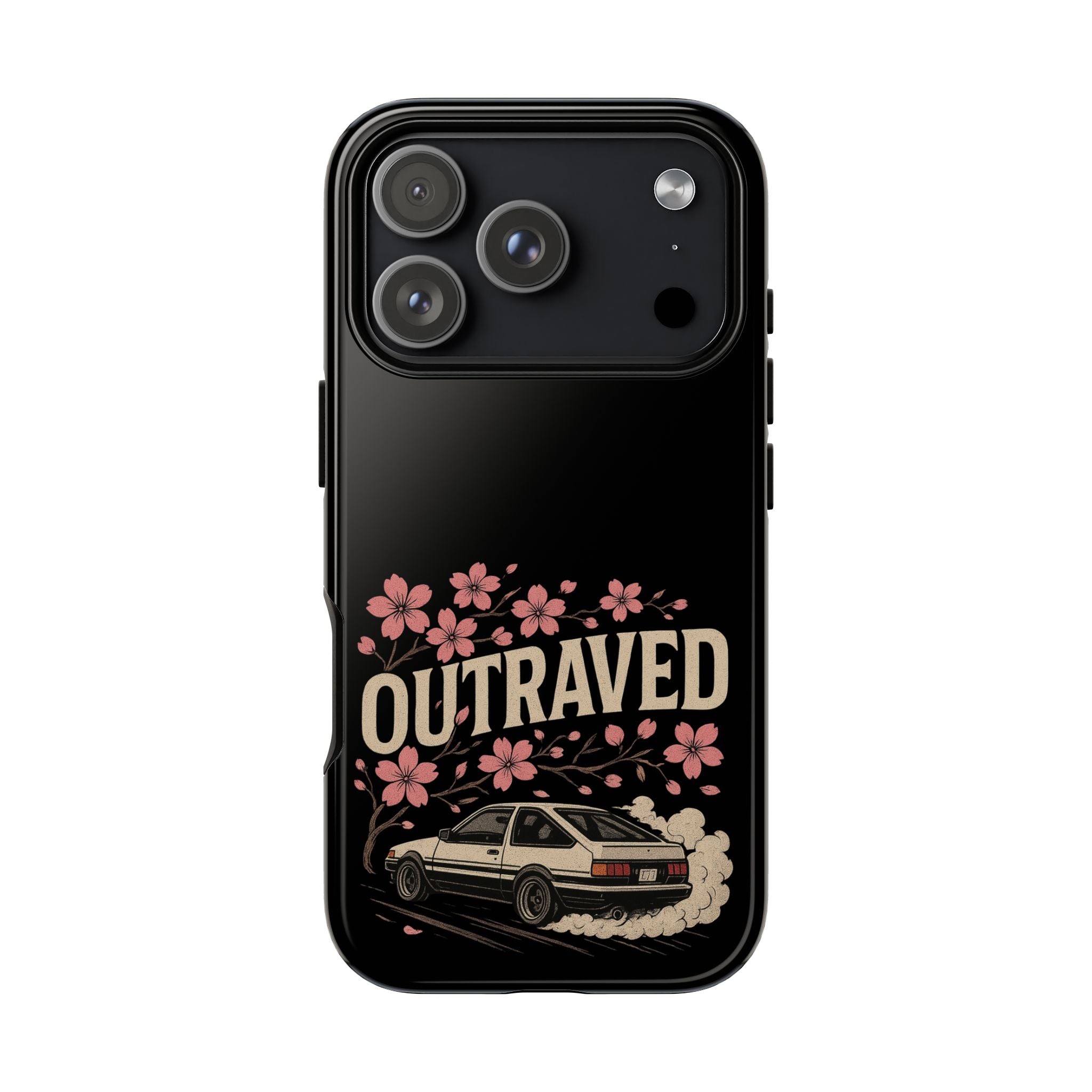 Phone Case — “Outraved” Drift Car Graphic with Cherry Blossoms