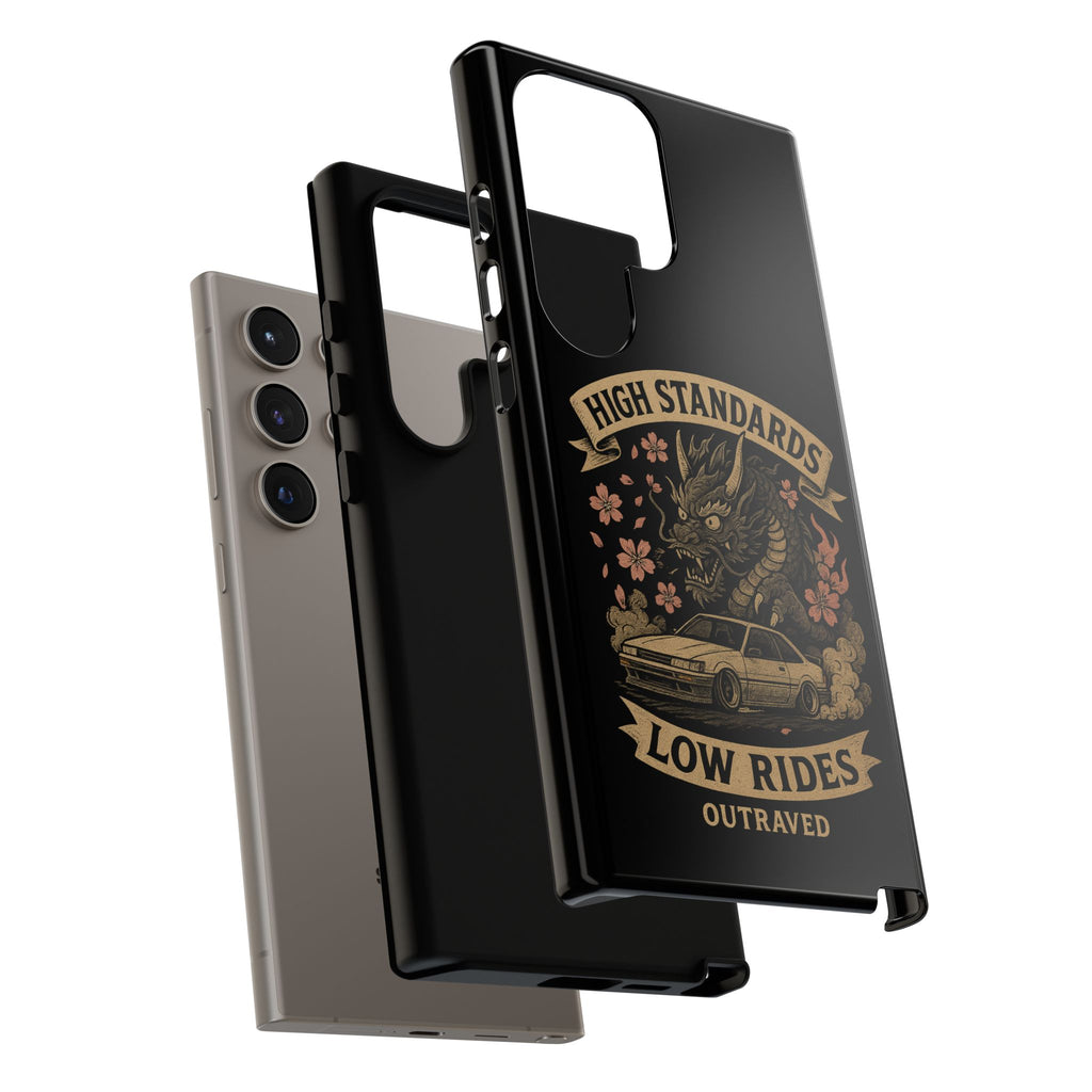 Phone Case — "High Standards Low Rides" Retro Dragon Car Design