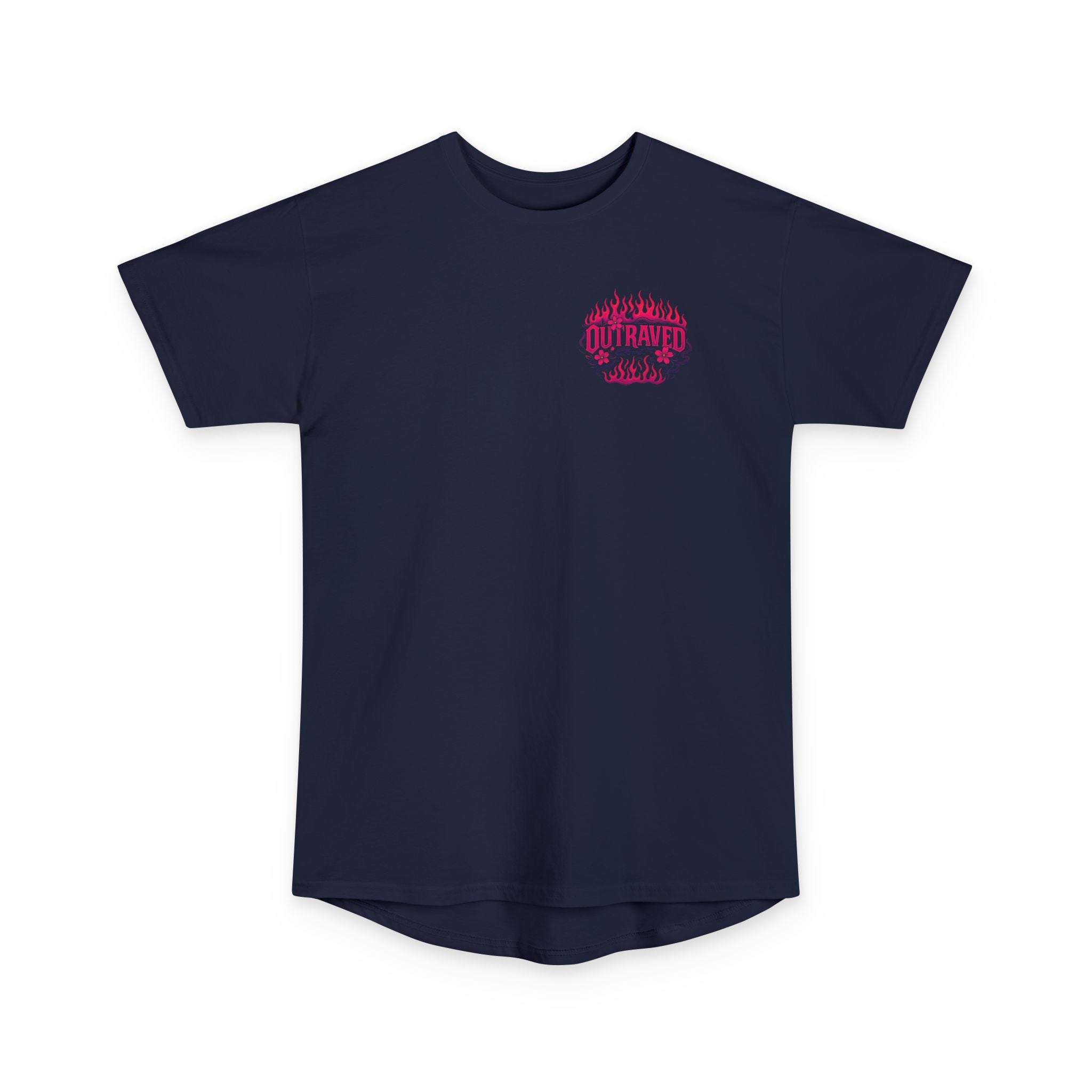 A Outraved Flame Retro Car Longbody Tee — Vintage Anime Streetwear Longline Shirt