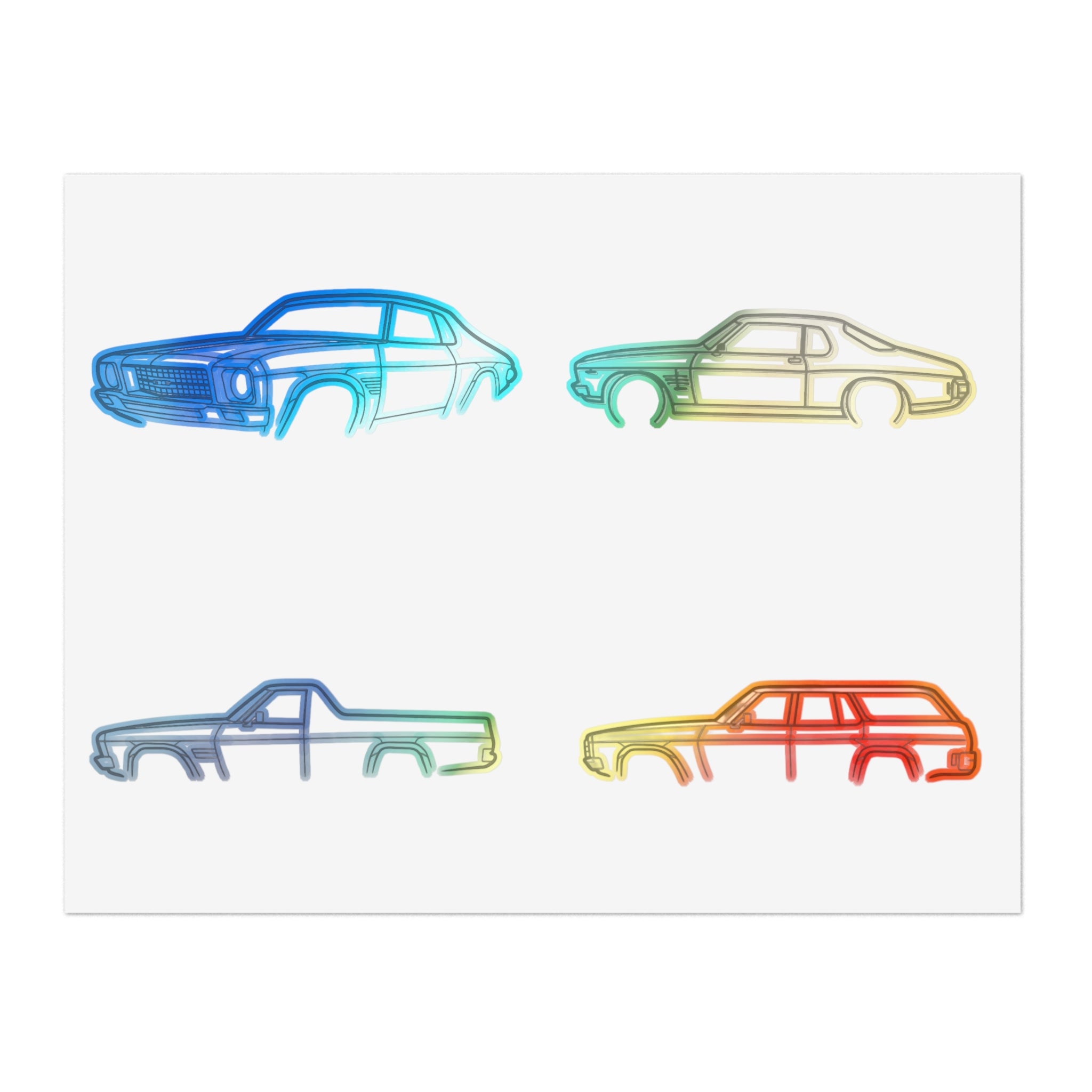 Stickers Hq for you Outline Sticker Sheet — Vintage Automobile Decal Pack