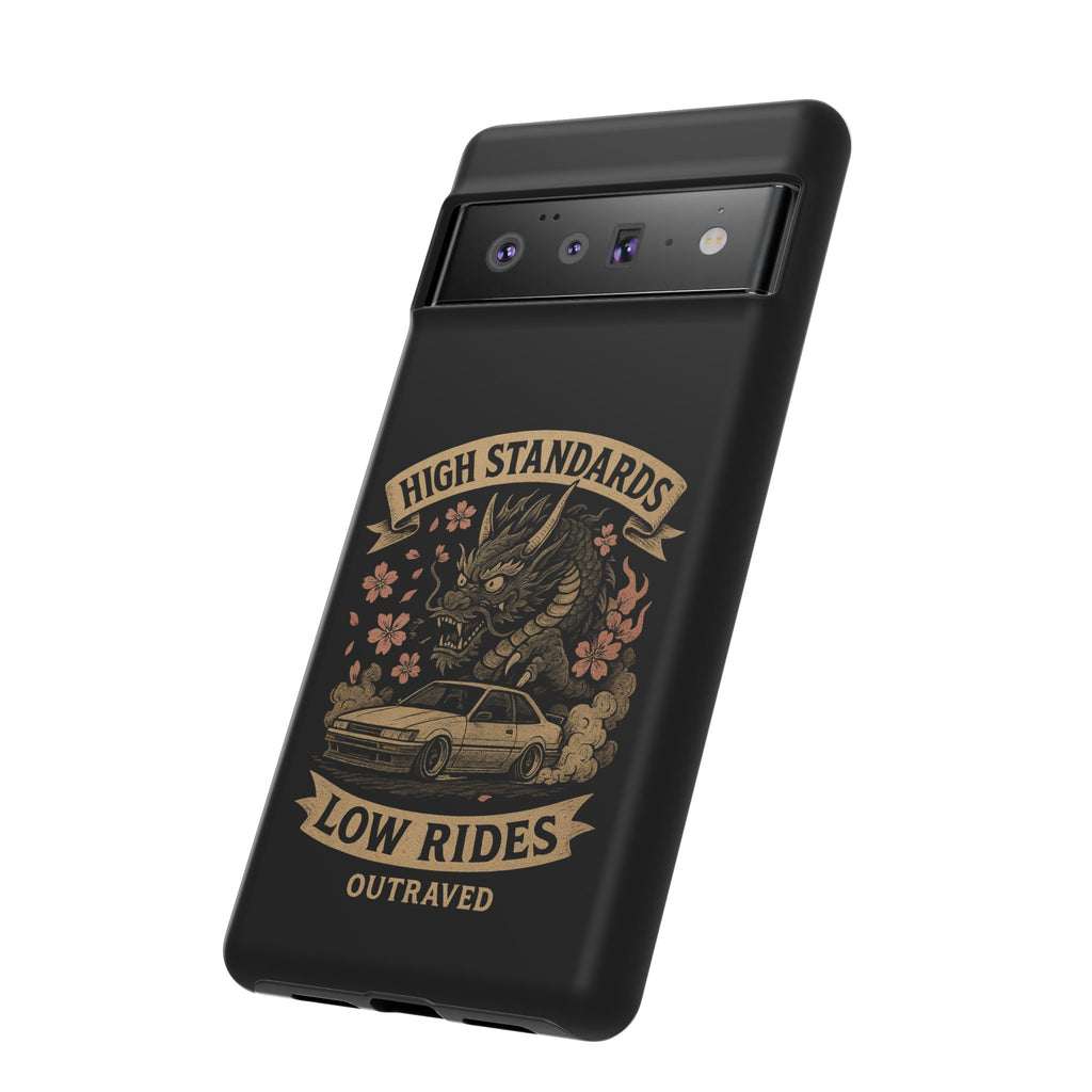 Phone Case — "High Standards Low Rides" Retro Dragon Car Design