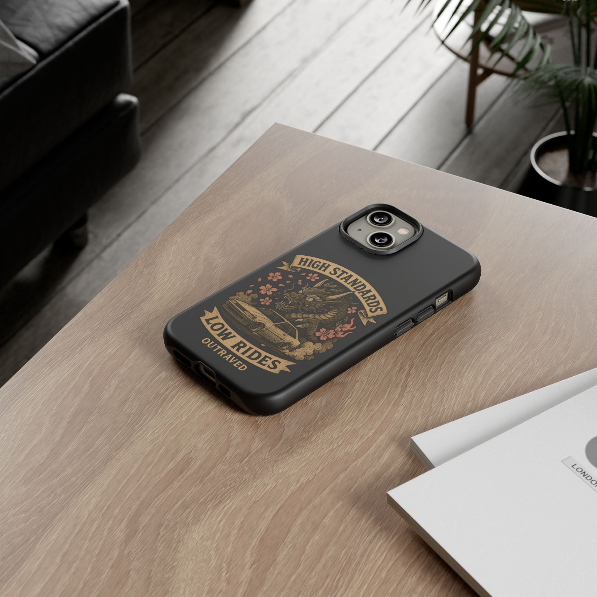 Phone Case — "High Standards Low Rides" Retro Dragon Car Design