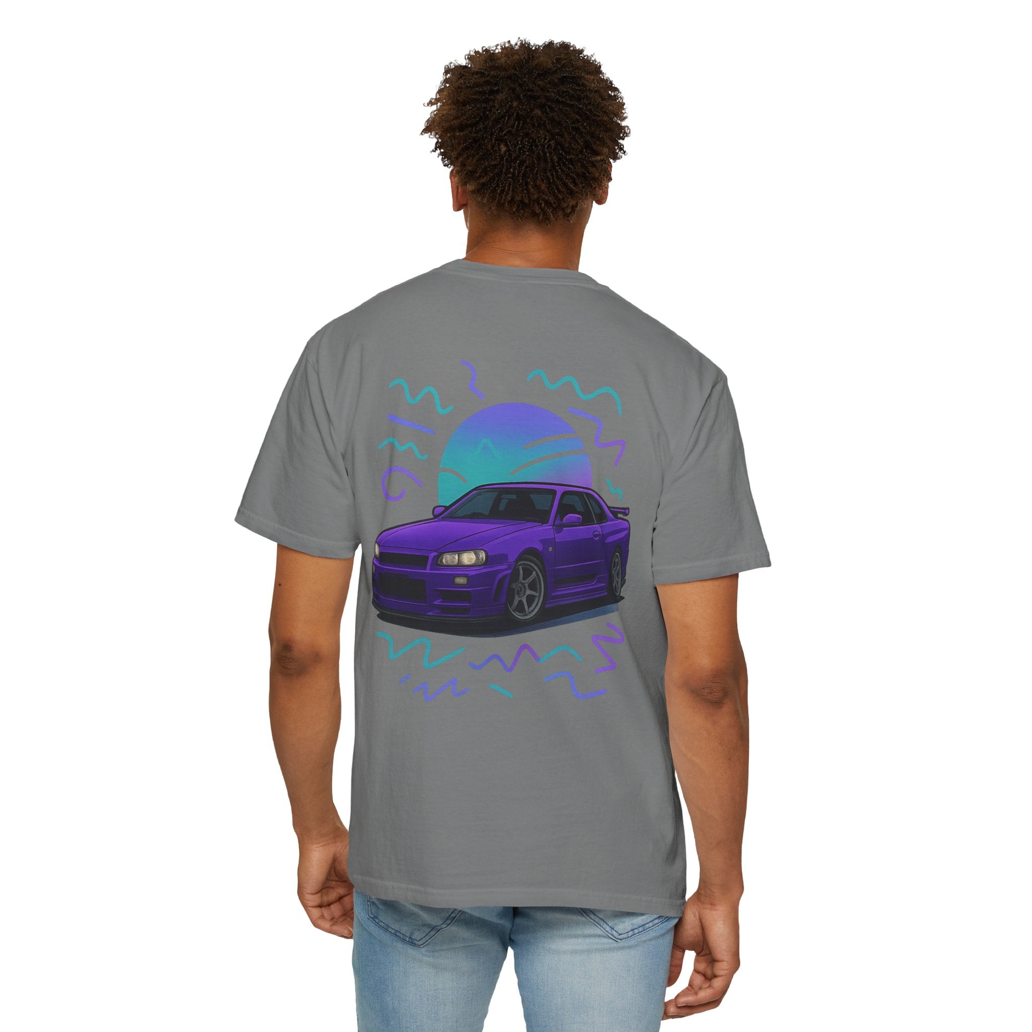 A Retro Skyline R34 T-Shirt — Purple JDM Car Graphic Tee