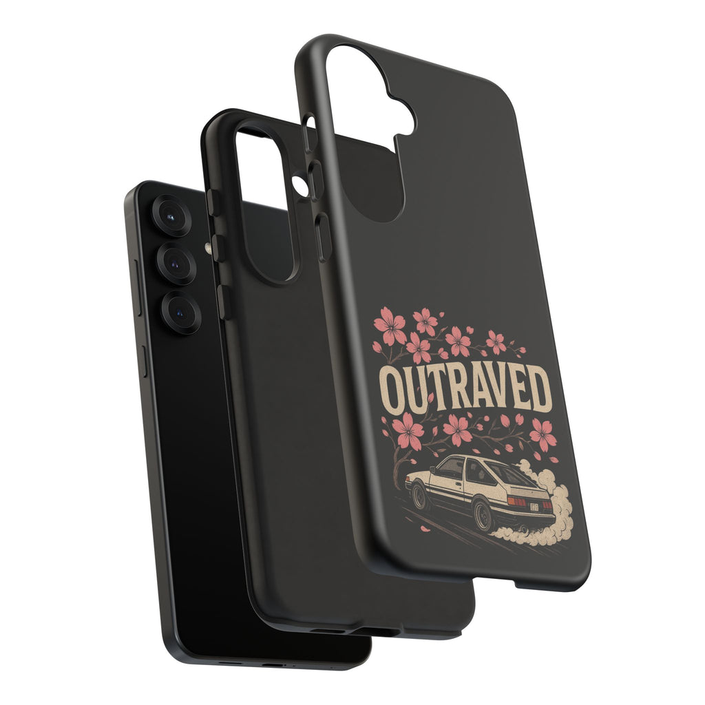 Phone Case — “Outraved” Drift Car Graphic with Cherry Blossoms