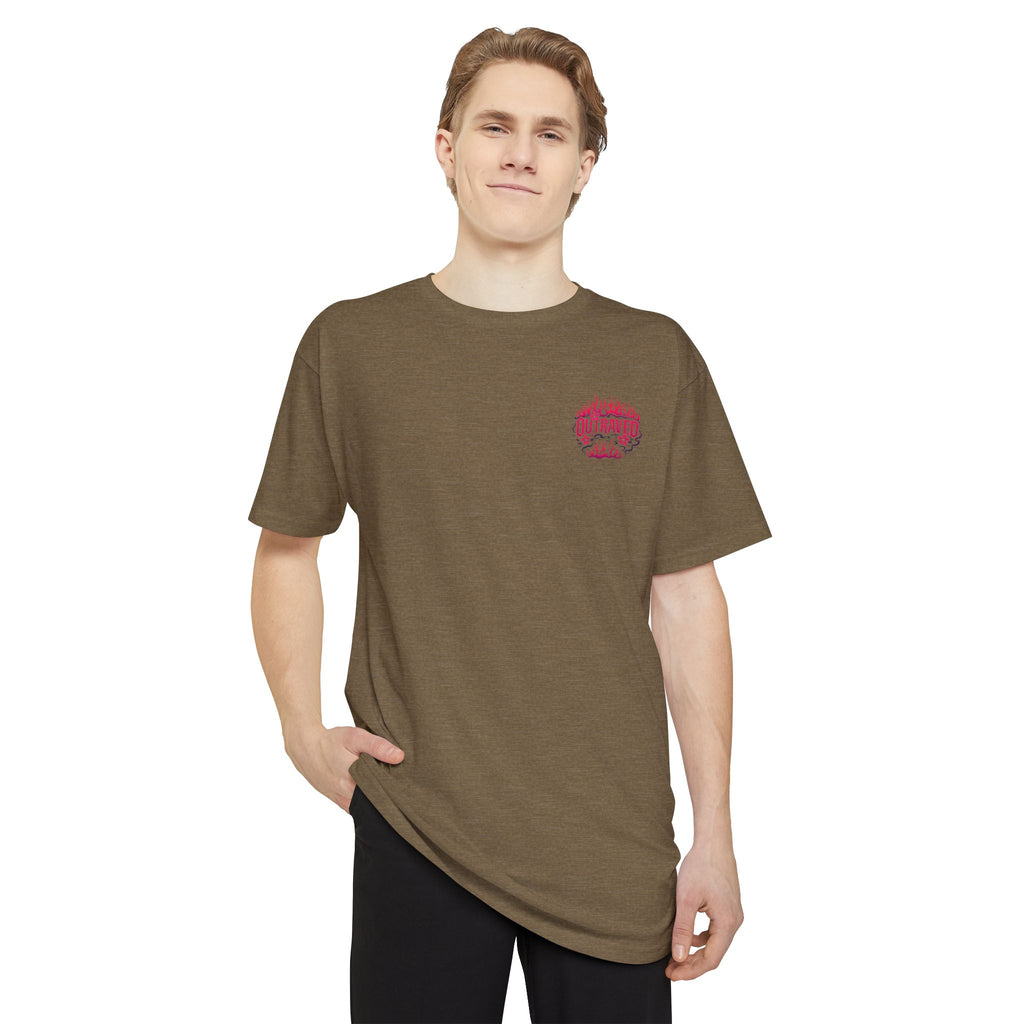 A Outraved Flame Retro Car Longbody Tee — Vintage Anime Streetwear Longline Shirt