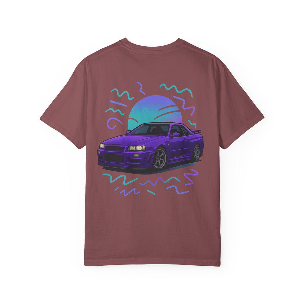 A Retro Skyline R34 T-Shirt — Purple JDM Car Graphic Tee