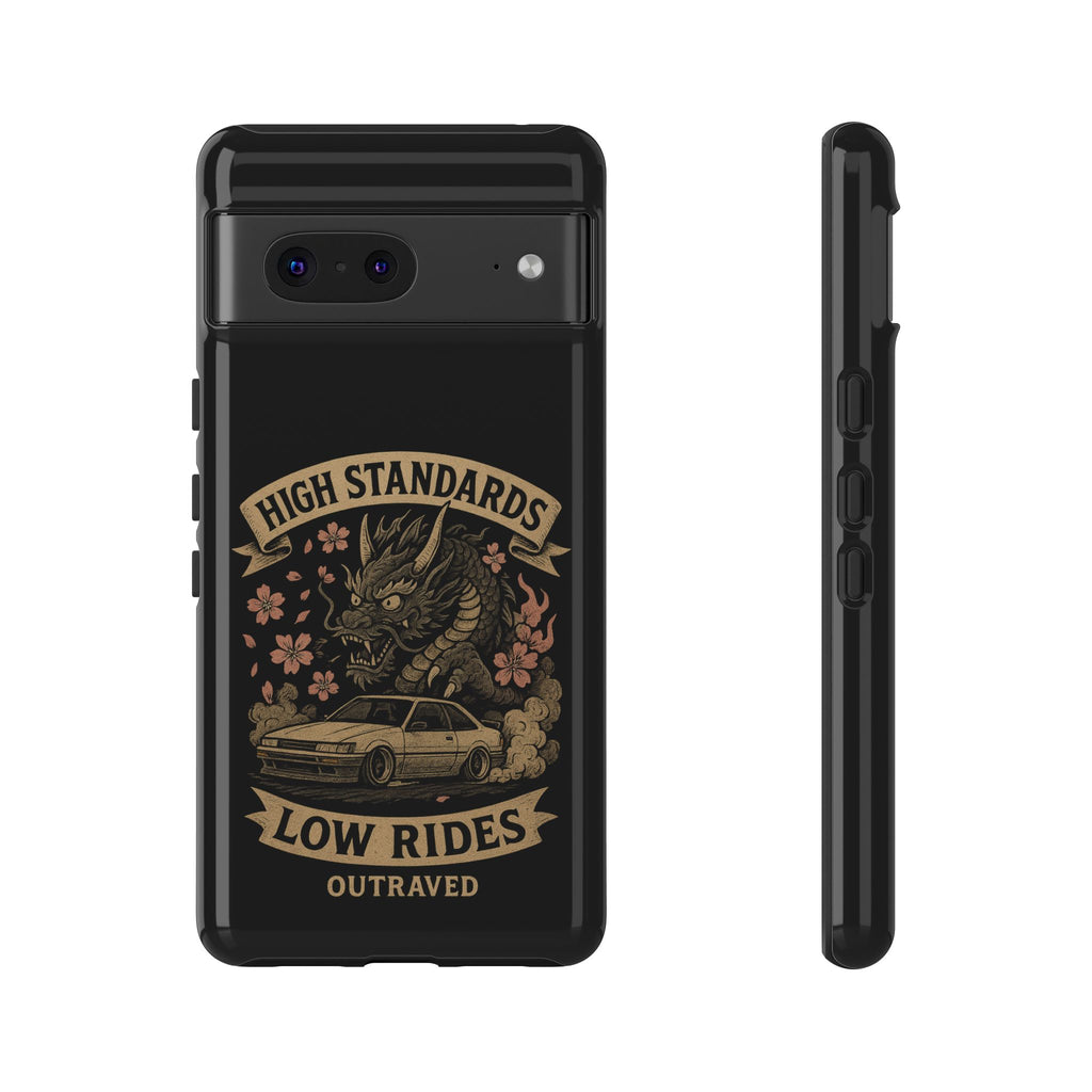 Phone Case — "High Standards Low Rides" Retro Dragon Car Design