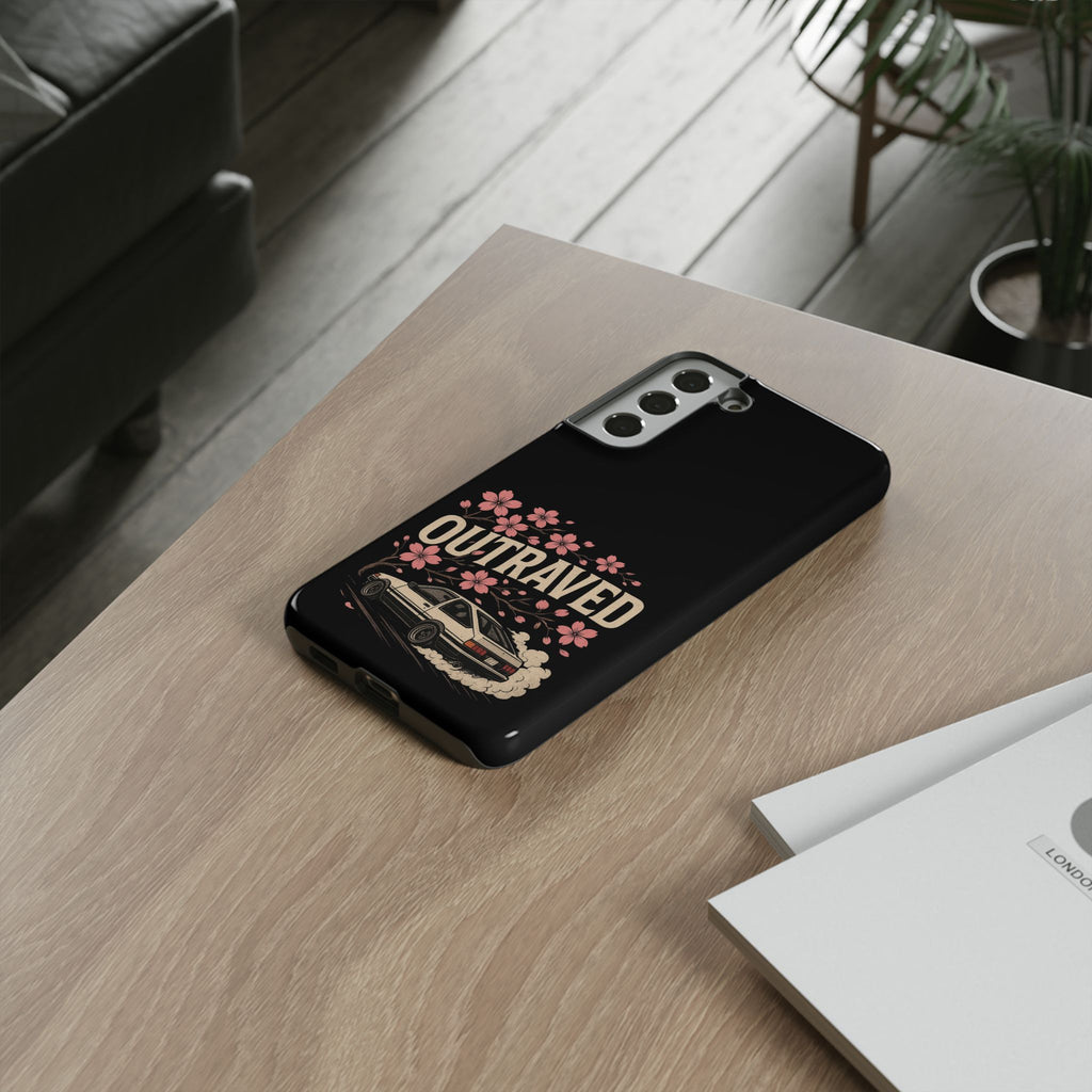 Phone Case — “Outraved” Drift Car Graphic with Cherry Blossoms