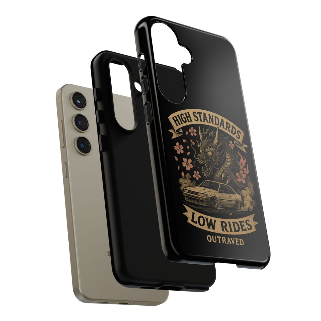 Phone Case — "High Standards Low Rides" Retro Dragon Car Design
