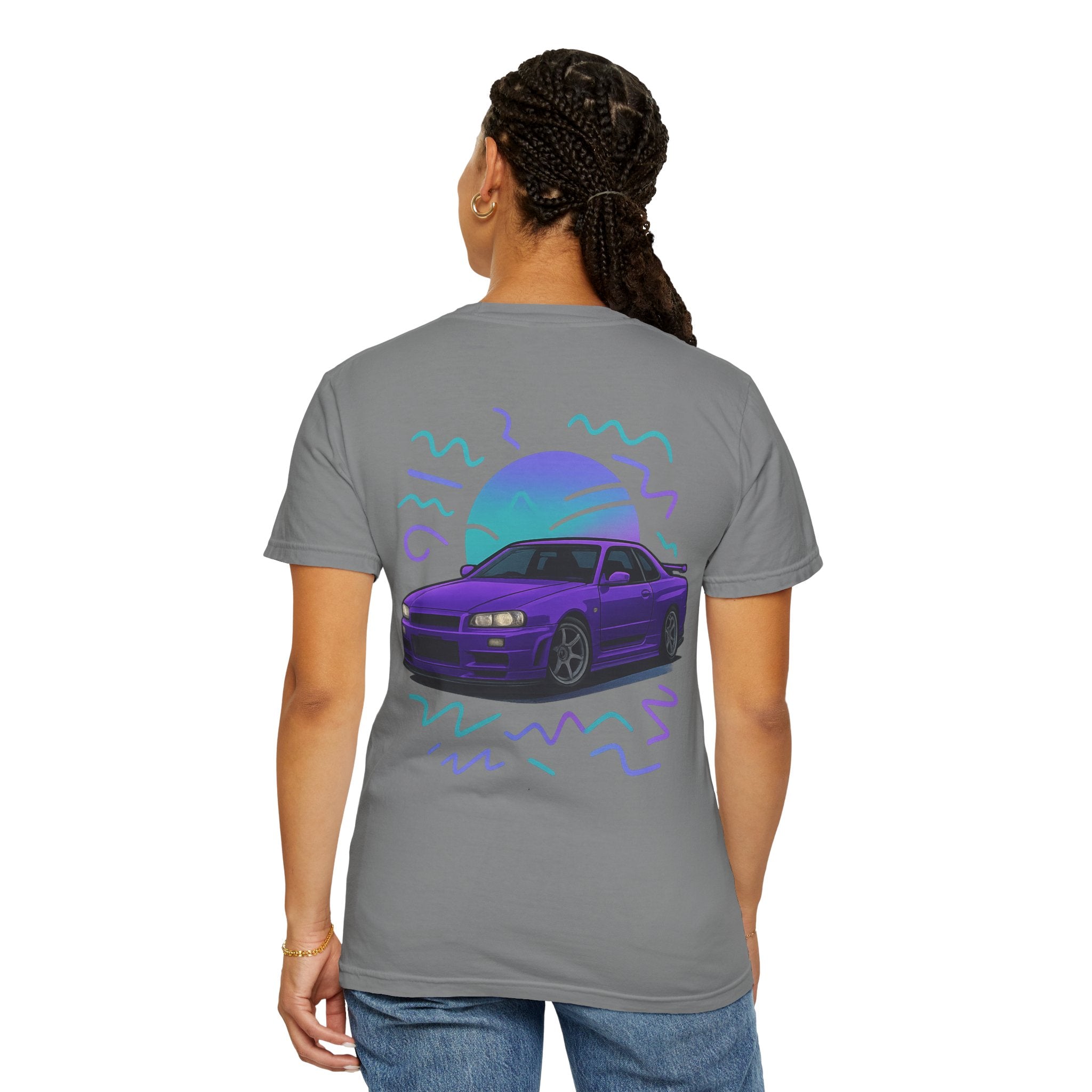 A Retro Skyline R34 T-Shirt — Purple JDM Car Graphic Tee