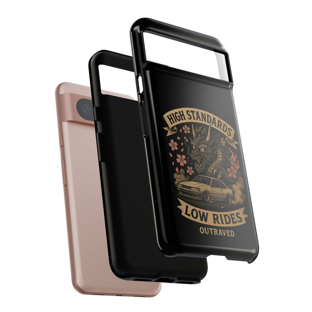 Phone Case — "High Standards Low Rides" Retro Dragon Car Design