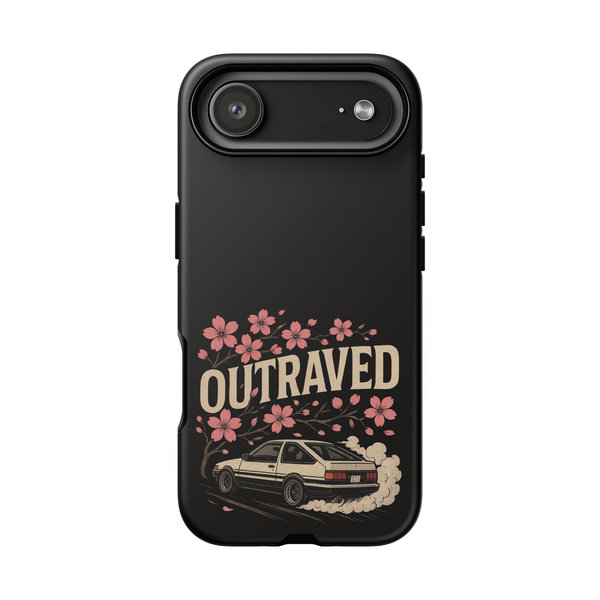 Phone Case — “Outraved” Drift Car Graphic with Cherry Blossoms