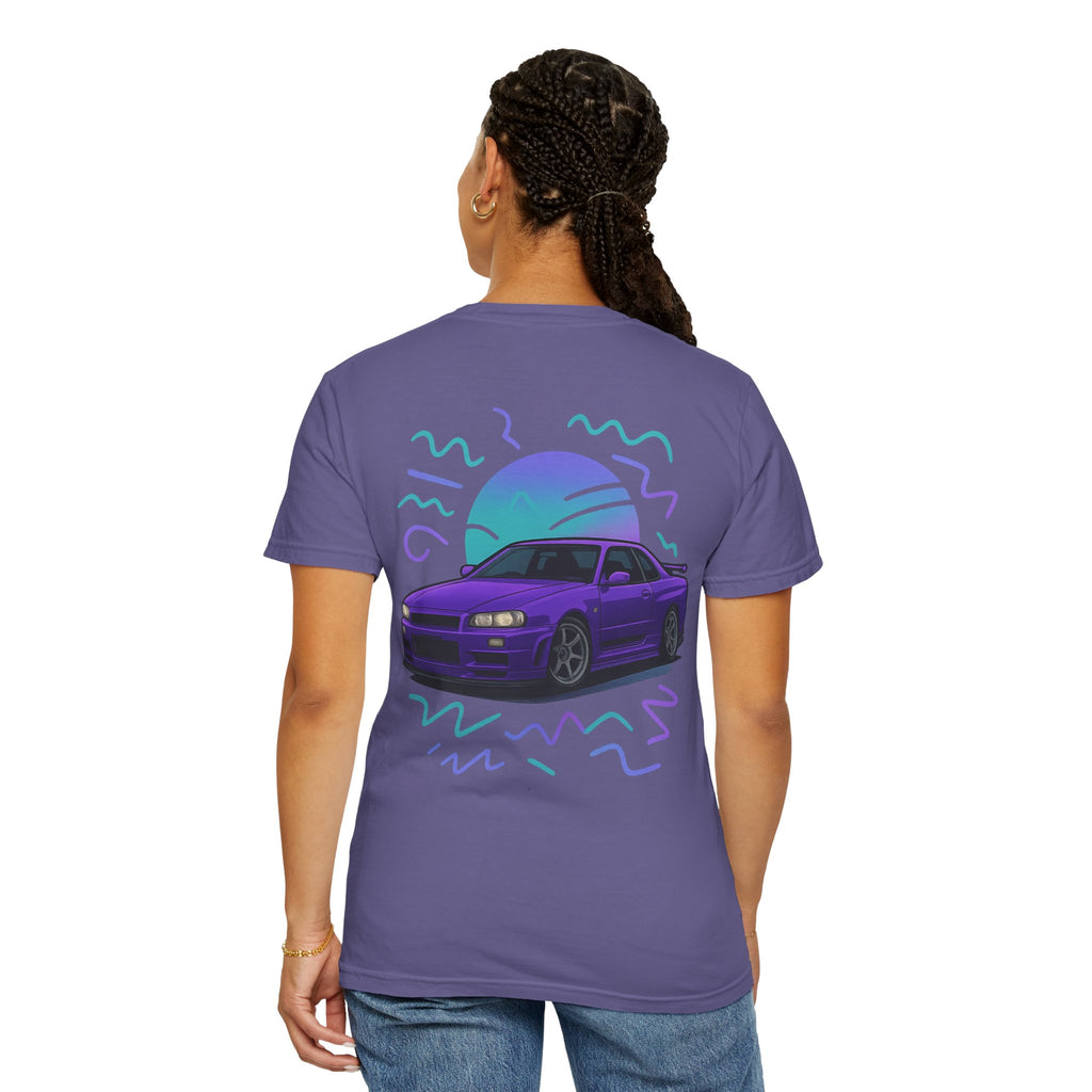 A Retro Skyline R34 T-Shirt — Purple JDM Car Graphic Tee