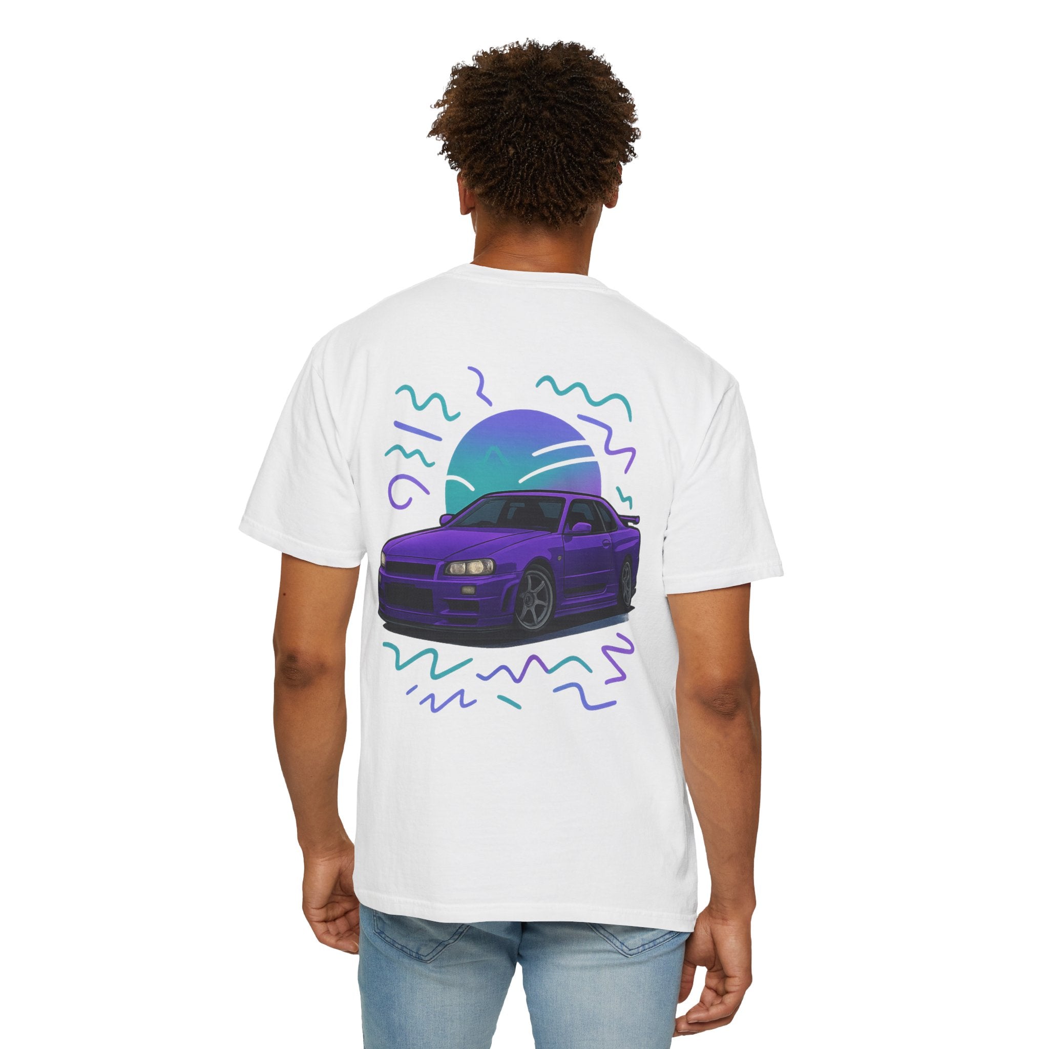 A Retro Skyline R34 T-Shirt — Purple JDM Car Graphic Tee