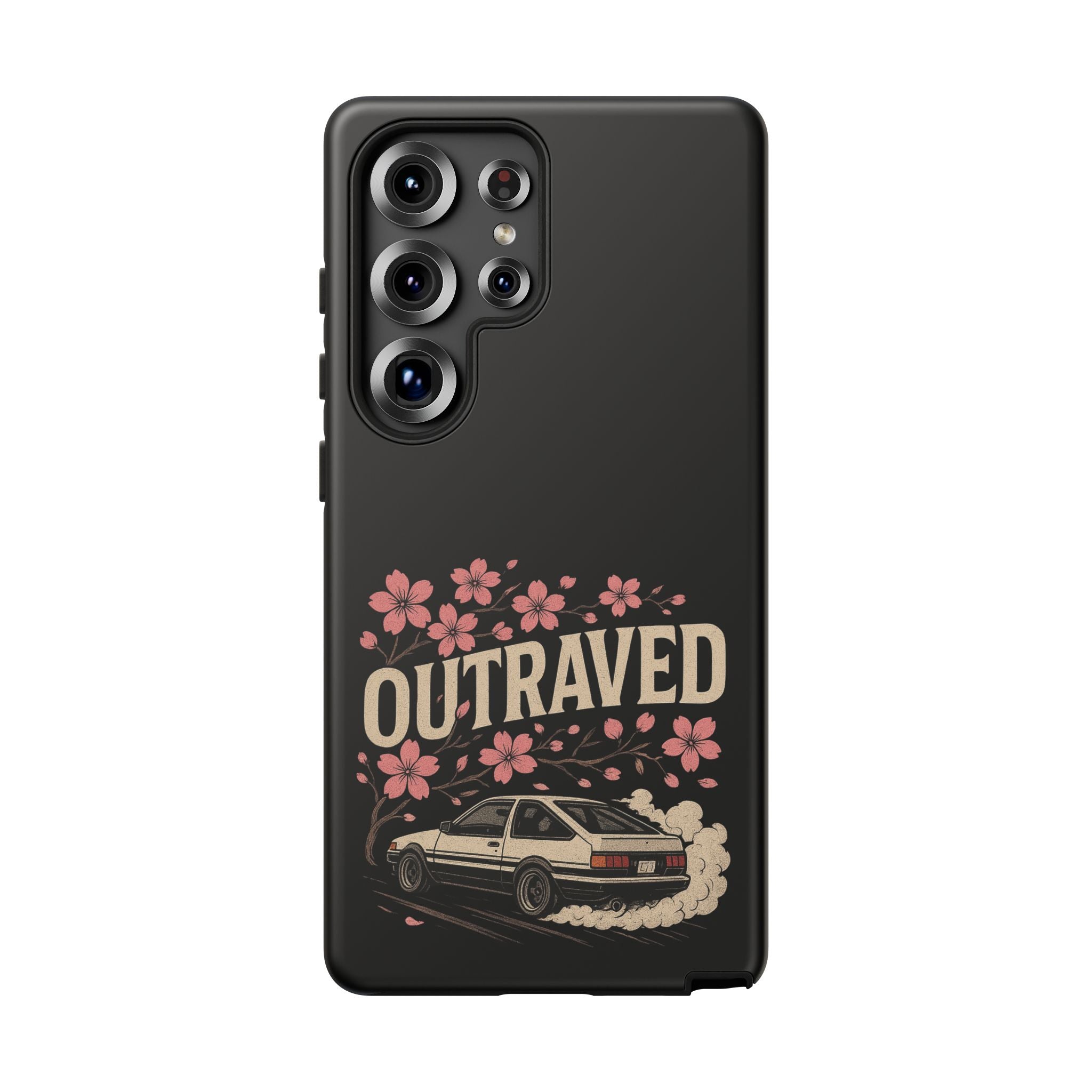 Phone Case — “Outraved” Drift Car Graphic with Cherry Blossoms