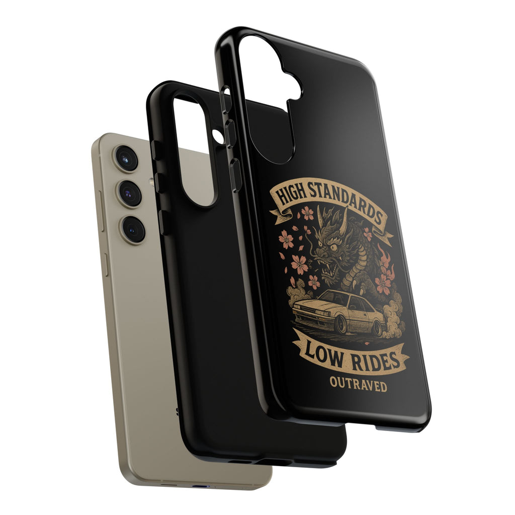 Phone Case — "High Standards Low Rides" Retro Dragon Car Design