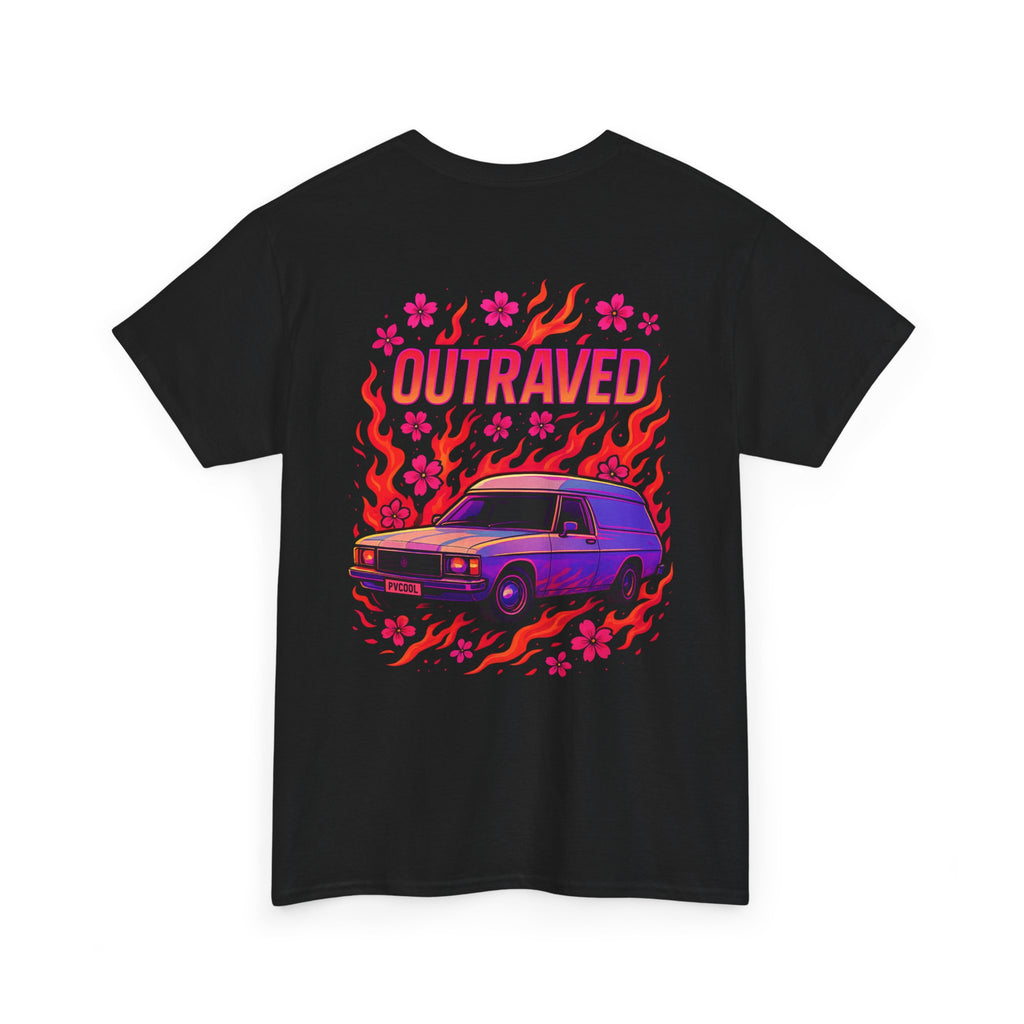 Outraved Car Flames T-Shirt — Retro Van Gogh-Inspired Graphic Tee