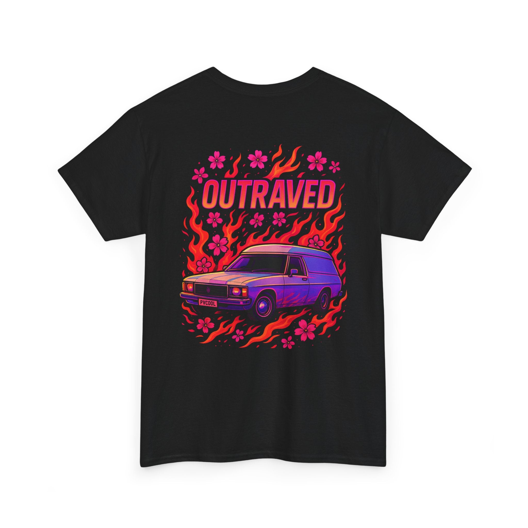 Outraved Car Flames T-Shirt — Retro Van Gogh-Inspired Graphic Tee