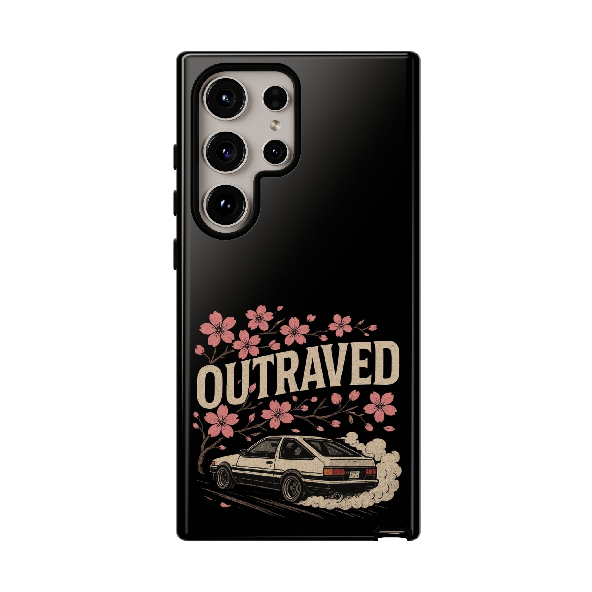 Phone Case — “Outraved” Drift Car Graphic with Cherry Blossoms