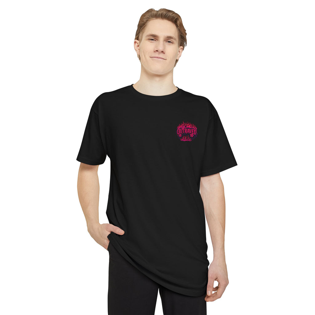 A Outraved Flame Retro Car Longbody Tee — Vintage Anime Streetwear Longline Shirt
