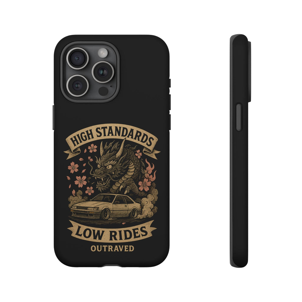 Phone Case — "High Standards Low Rides" Retro Dragon Car Design