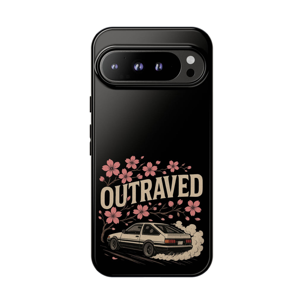 Phone Case — “Outraved” Drift Car Graphic with Cherry Blossoms