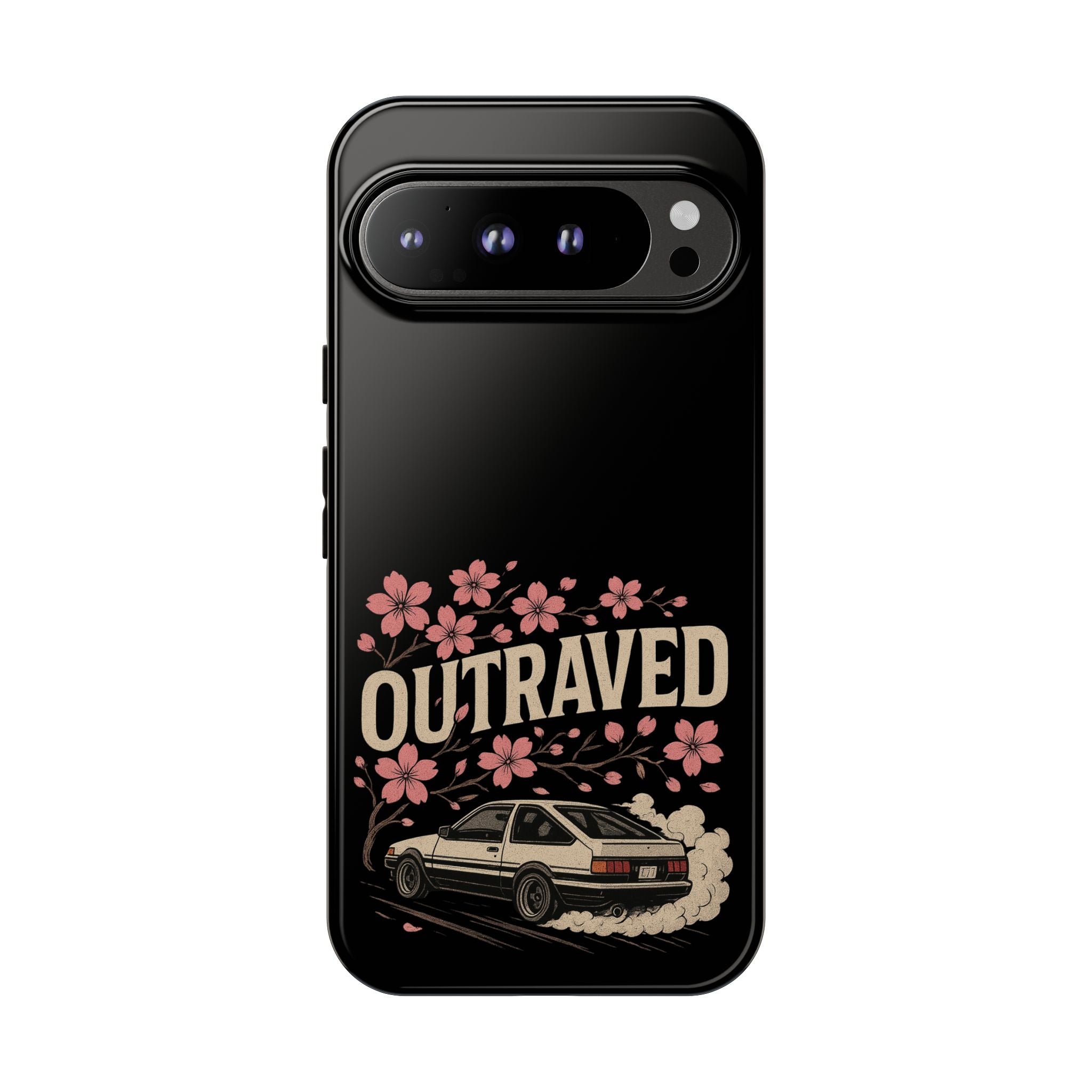 Phone Case — “Outraved” Drift Car Graphic with Cherry Blossoms