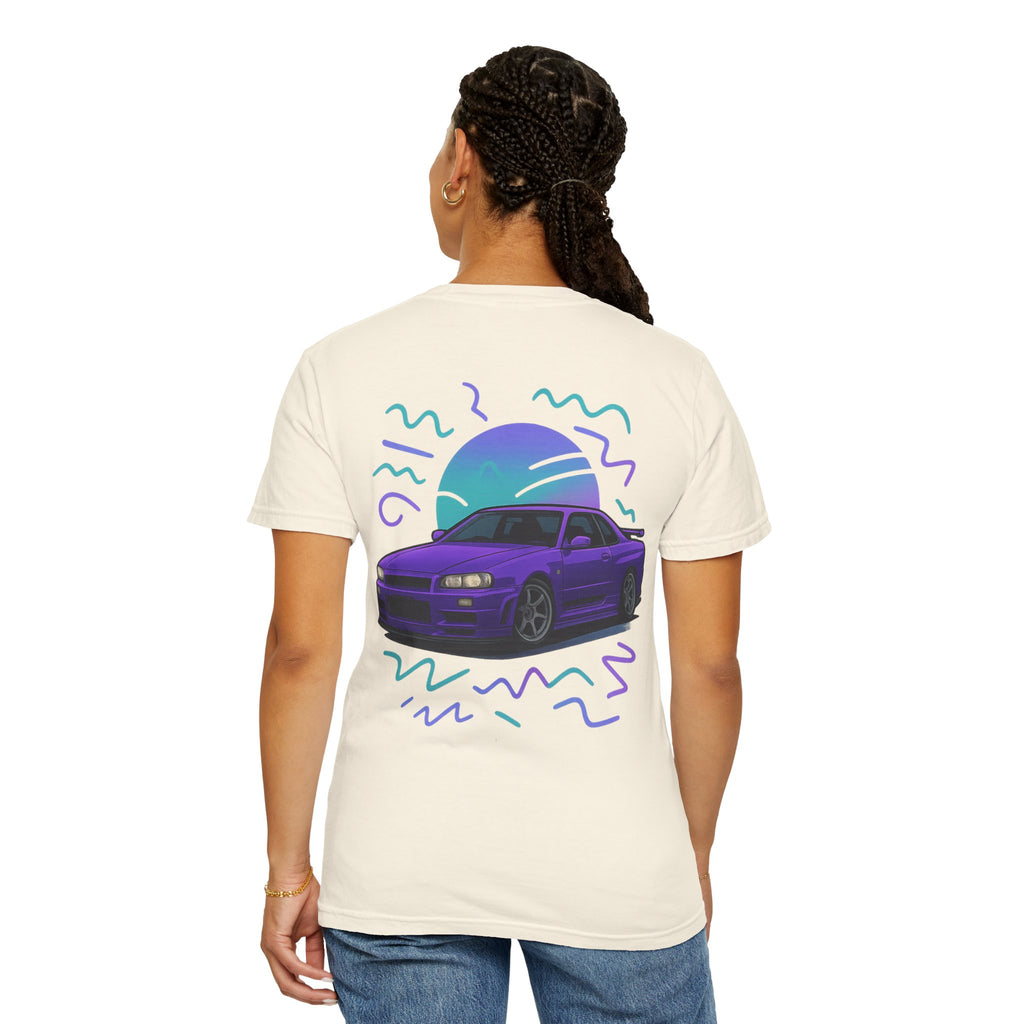 A Retro Skyline R34 T-Shirt — Purple JDM Car Graphic Tee