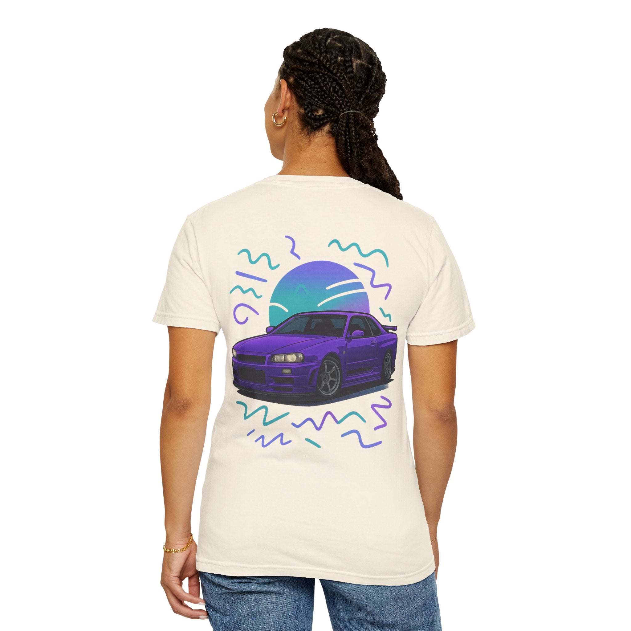A Retro Skyline R34 T-Shirt — Purple JDM Car Graphic Tee