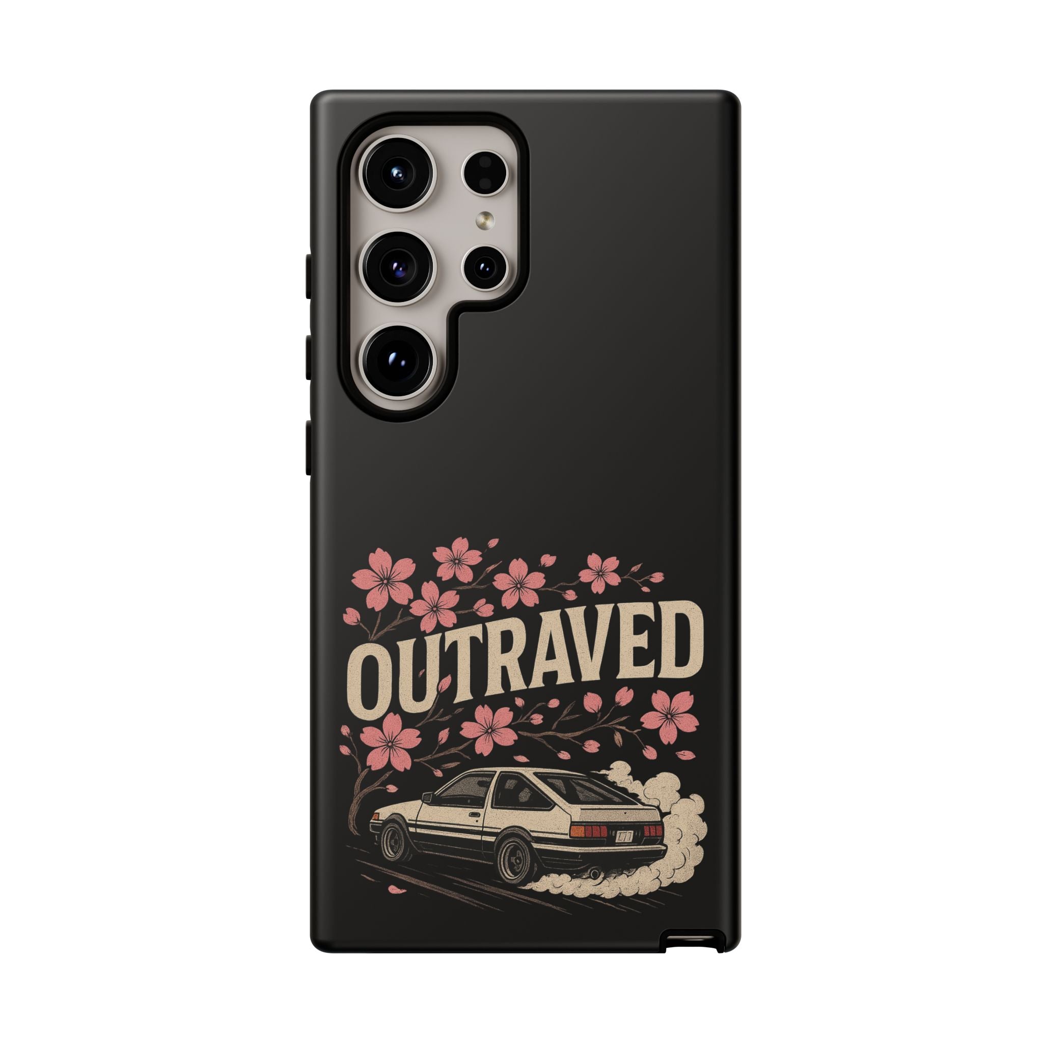 Phone Case — “Outraved” Drift Car Graphic with Cherry Blossoms
