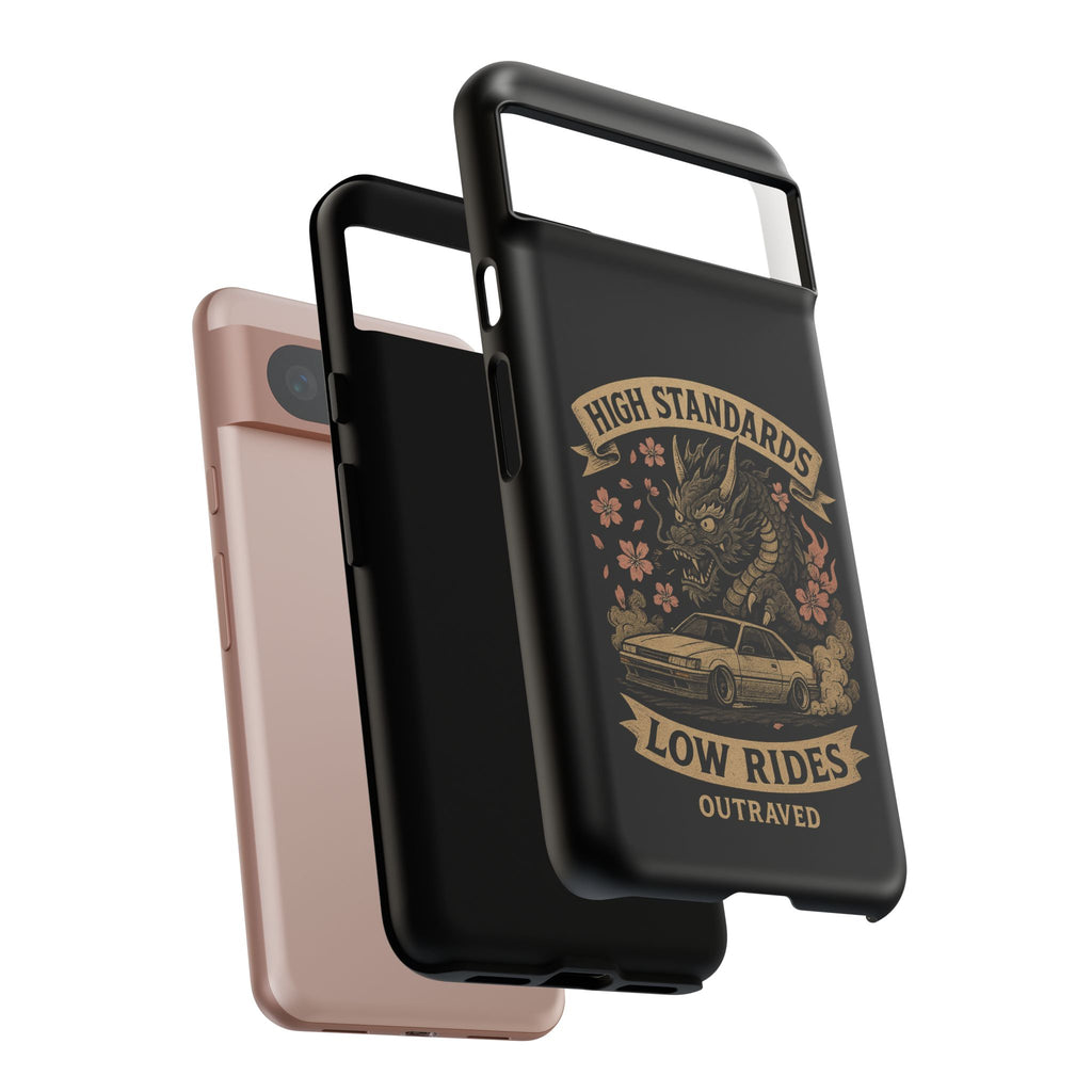Phone Case — "High Standards Low Rides" Retro Dragon Car Design