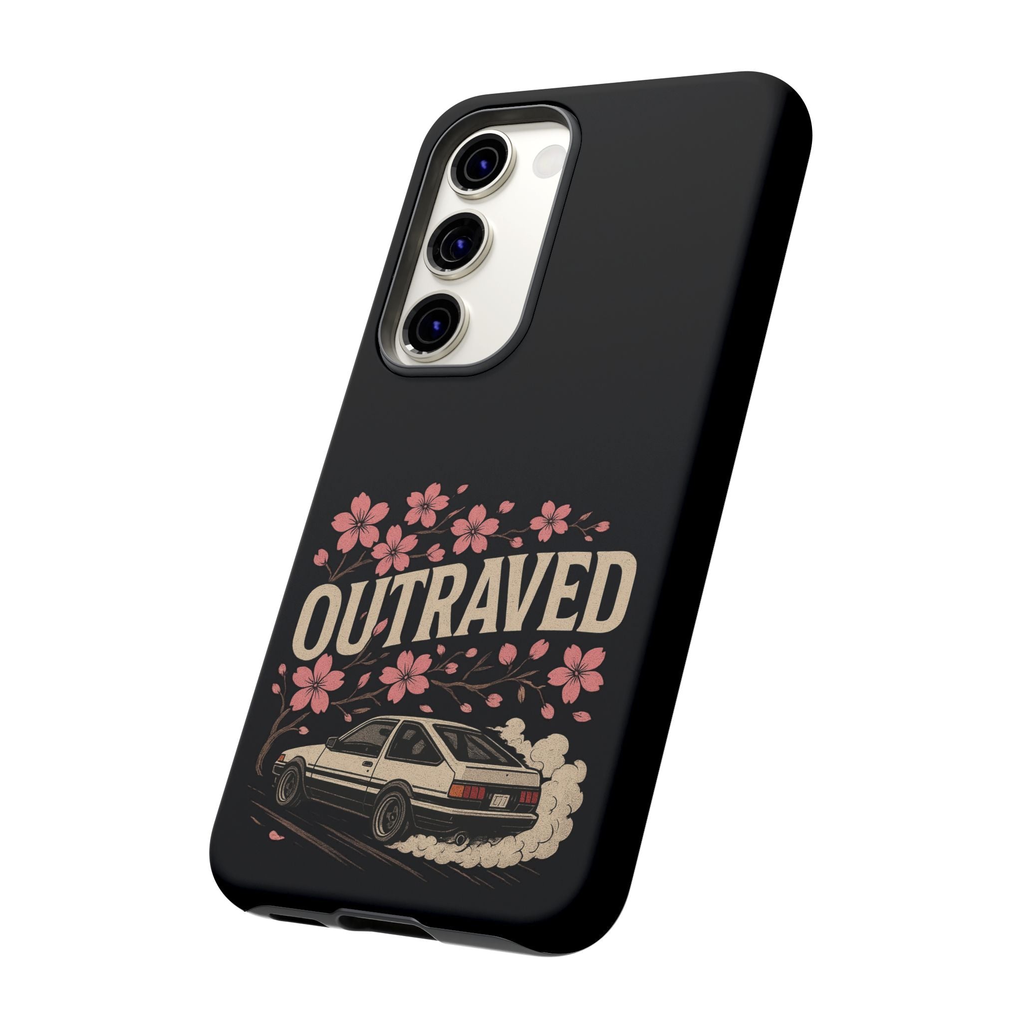 Phone Case — “Outraved” Drift Car Graphic with Cherry Blossoms