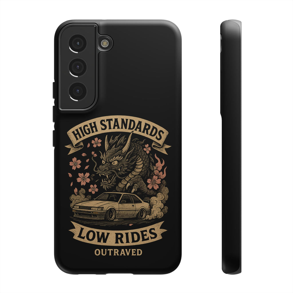 Phone Case — "High Standards Low Rides" Retro Dragon Car Design