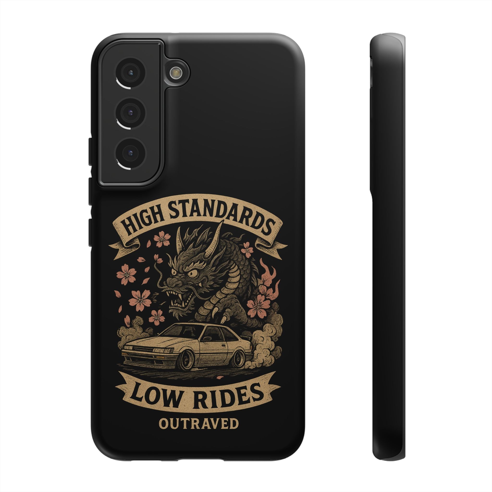 Phone Case — "High Standards Low Rides" Retro Dragon Car Design