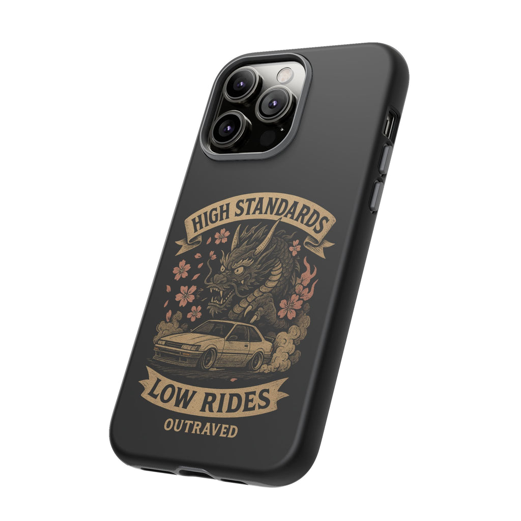 Phone Case — "High Standards Low Rides" Retro Dragon Car Design